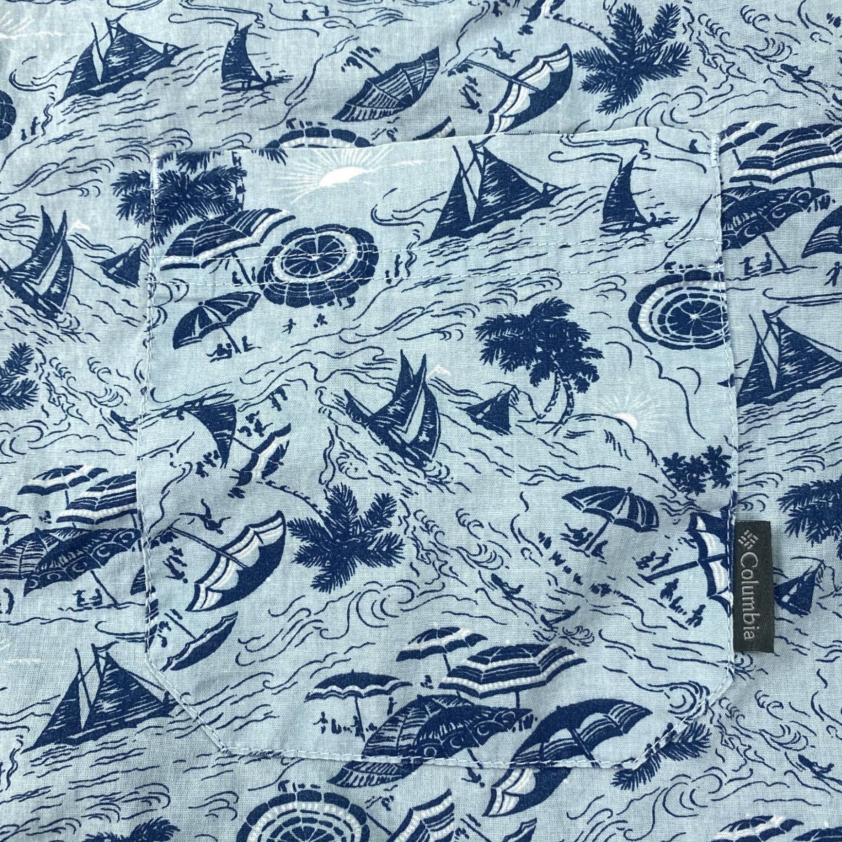 ALOHAS Columbia Hawaiian Shirt Mens XL Blue Short Sleeve Button-Up Tropical Graphic Print Size US XL / EU 56 / 4 - 2 Thumbnail