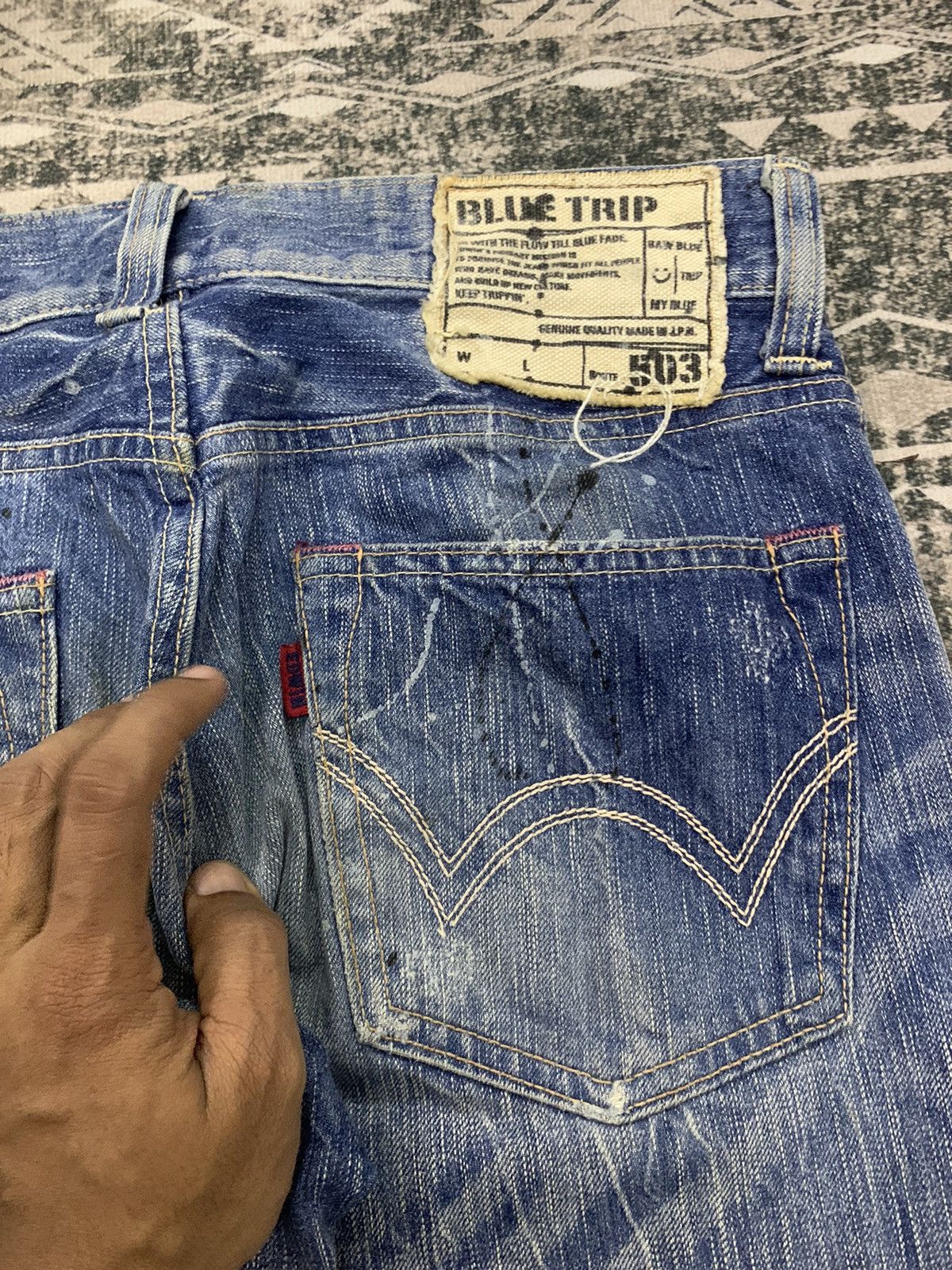 Edwin 90s EDWIN 503 BLUE TRIP DISTRESSED PANT Size US 31 - 13 Thumbnail