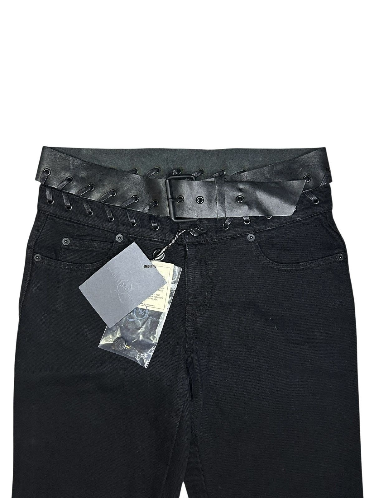 McQ Alexander McQueen 00s Leather Belted Jeans Size 26" / US 2 / IT 38 - 3 Thumbnail
