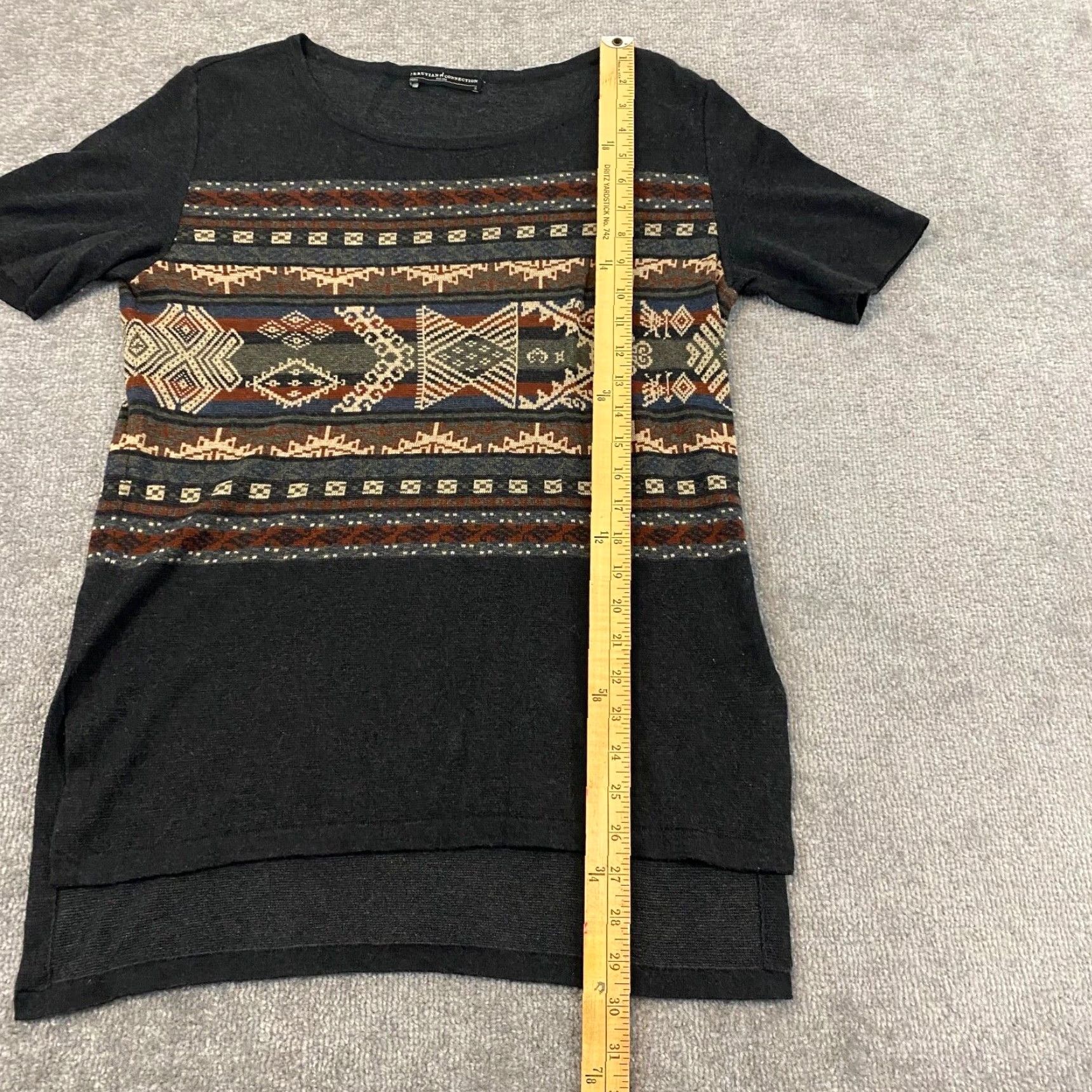 Vintage PERUVIAN CONNECTION Shirt Womens Small Charcoal Gray Aztec Pima Size S / US 4 / IT 40 - 3 Thumbnail