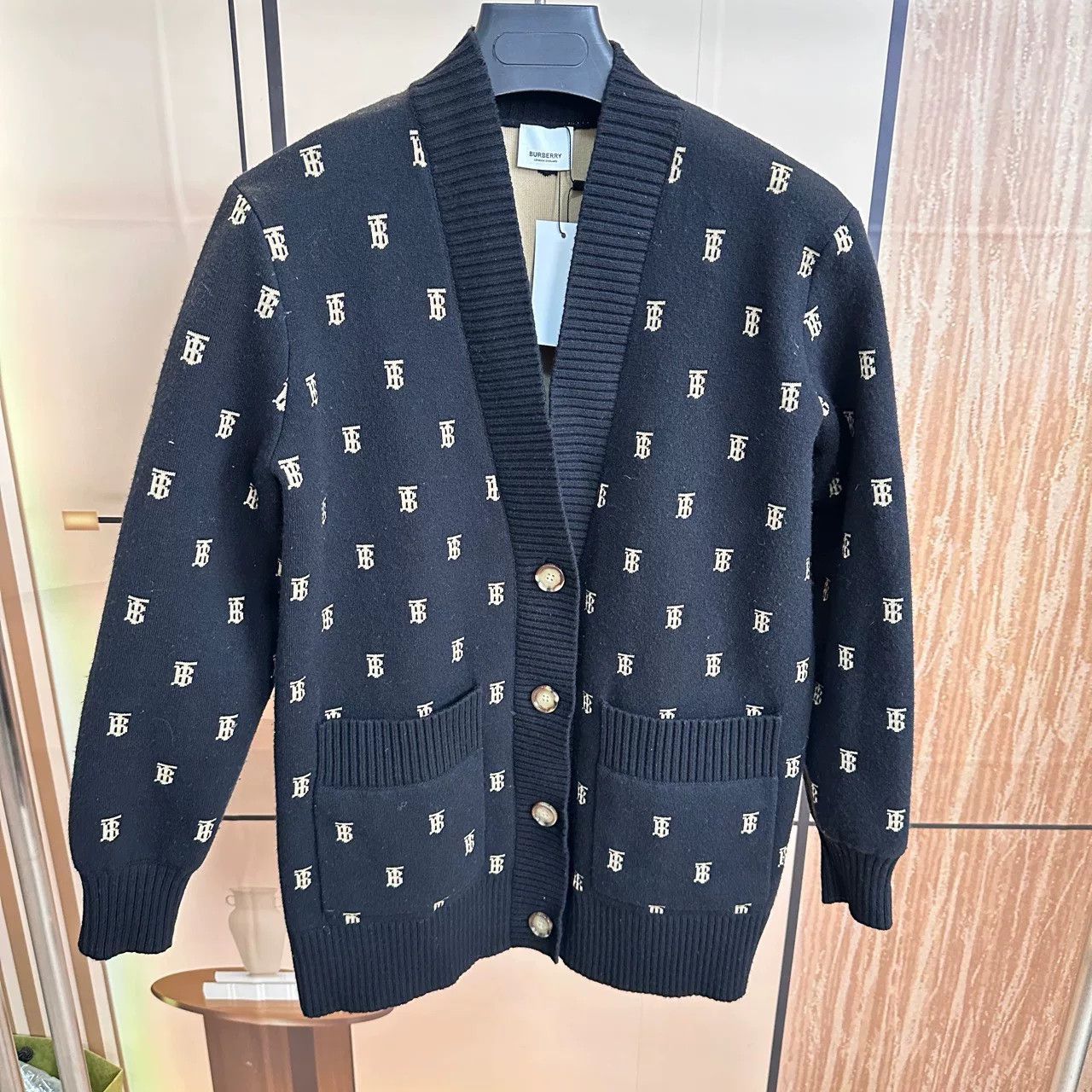 Burberry Burberry Black TB Print Wool Cardigan M Size US M / EU 48-50 / 2 - 1 Thumbnail