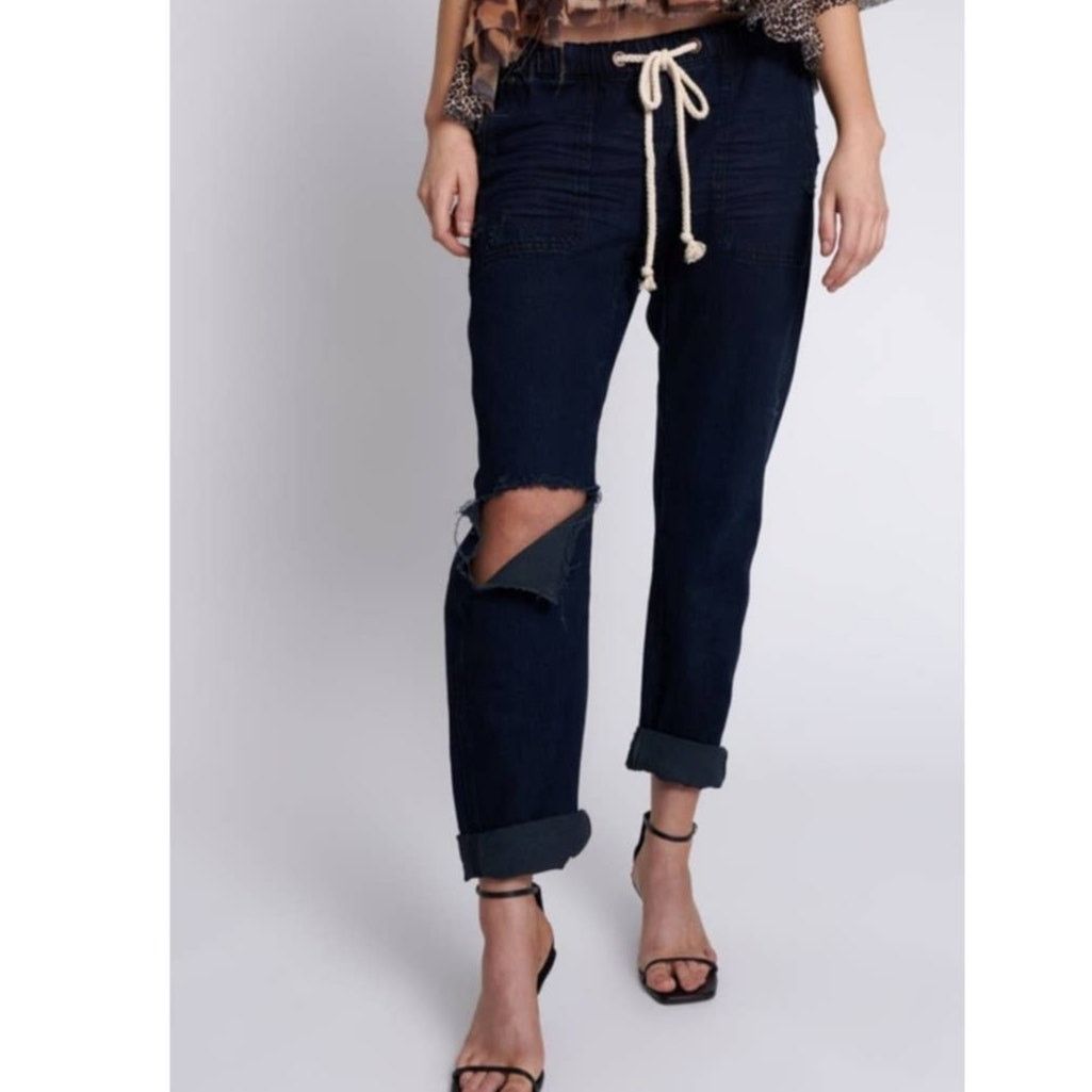 Free People New FP OneTeaspoon Shabbies Drawstring Boyfriend Jeans Size 28" / US 6 / IT 42 - 1 Thumbnail