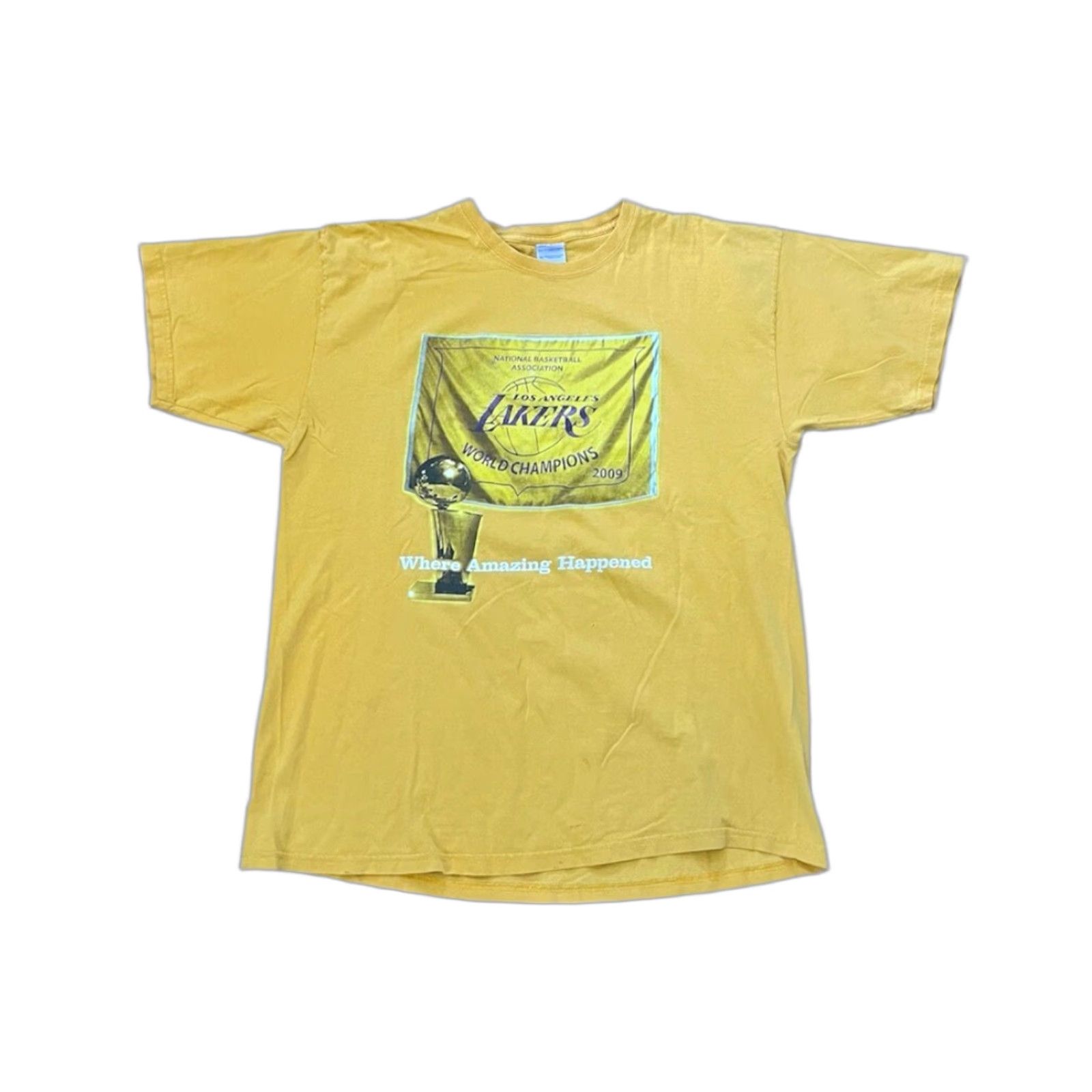 Gildan VINTAGE LA Lakers Champions 2009 2010 Kobe Bryant Rap Tee Shirt Mens XL Yellow NBA Gildan T-Shirt Size US XL / EU 56 / 4 - 1 Thumbnail
