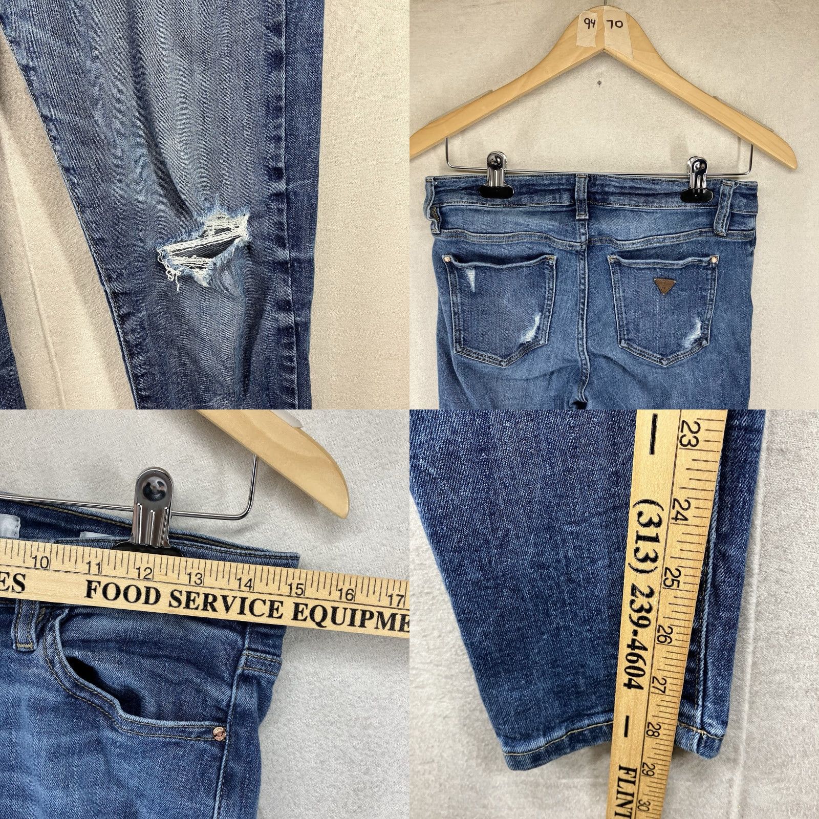Guess GUESS Skinny Jeans Women 28 Blue Denim Mid Rise Distressed Zip Fly 5-Pocket Curvy Classic Modern Size 28" / US 6 / IT 42 - 9 Thumbnail
