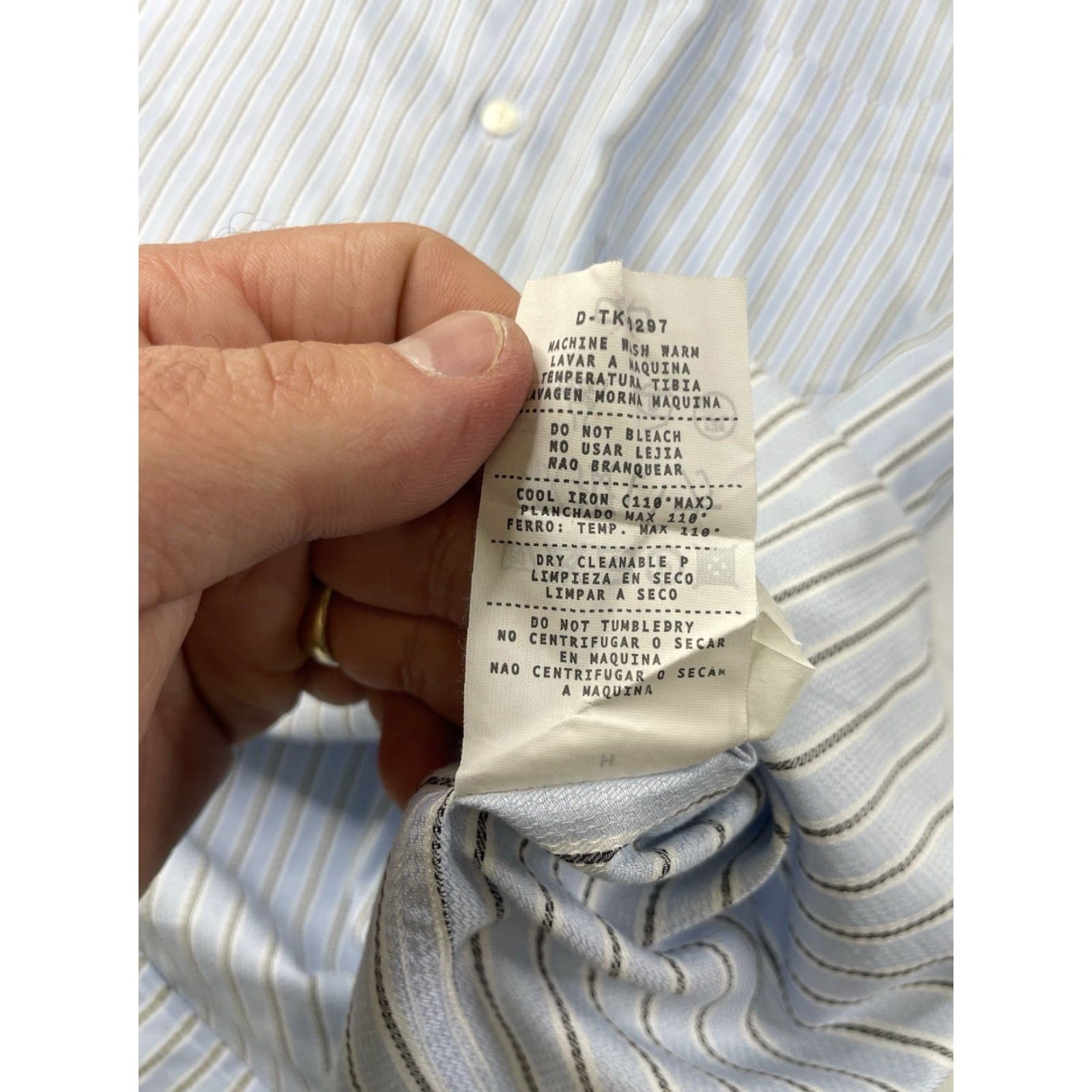 Ermenegildo Zegna Ermenegildo Zegna Dress Shirt Blue Striped Long Sleeve Mens Large Regular Fit Button Up Shirt Size 42R - 8 Thumbnail