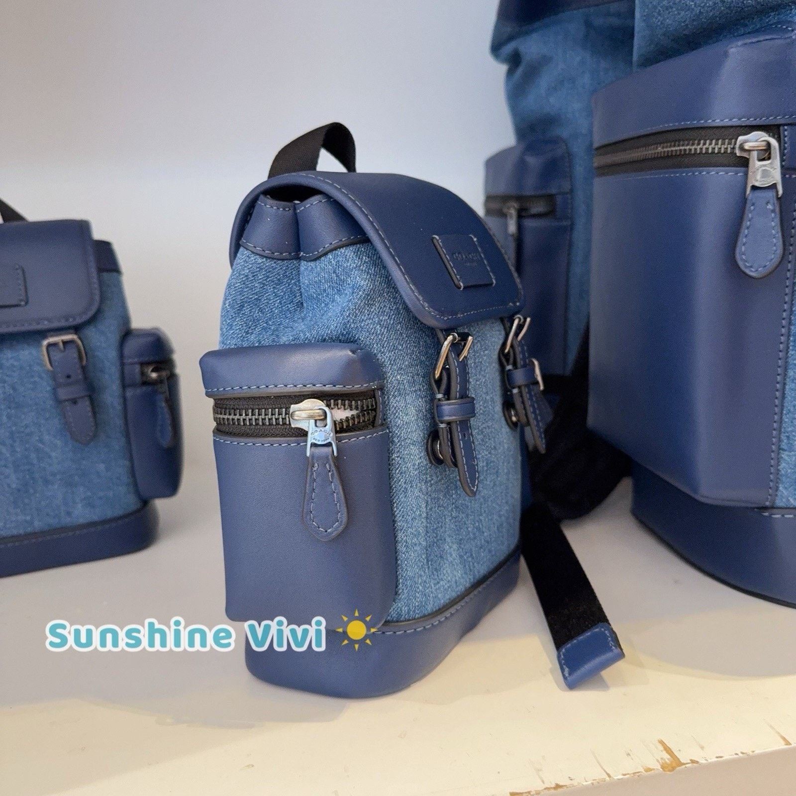 Coach NWT Coach Sprint Sling Pack Leather Denim CBF64 Deep Blue Size ONE SIZE - 2 Thumbnail