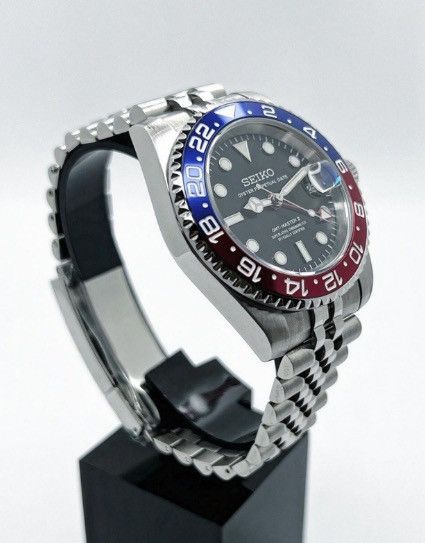 Japanese Brand Seiko Mod GMT-Master 2 Pepsi Jubilee Blue Red Steel Watch Size ONE SIZE - 5 Thumbnail