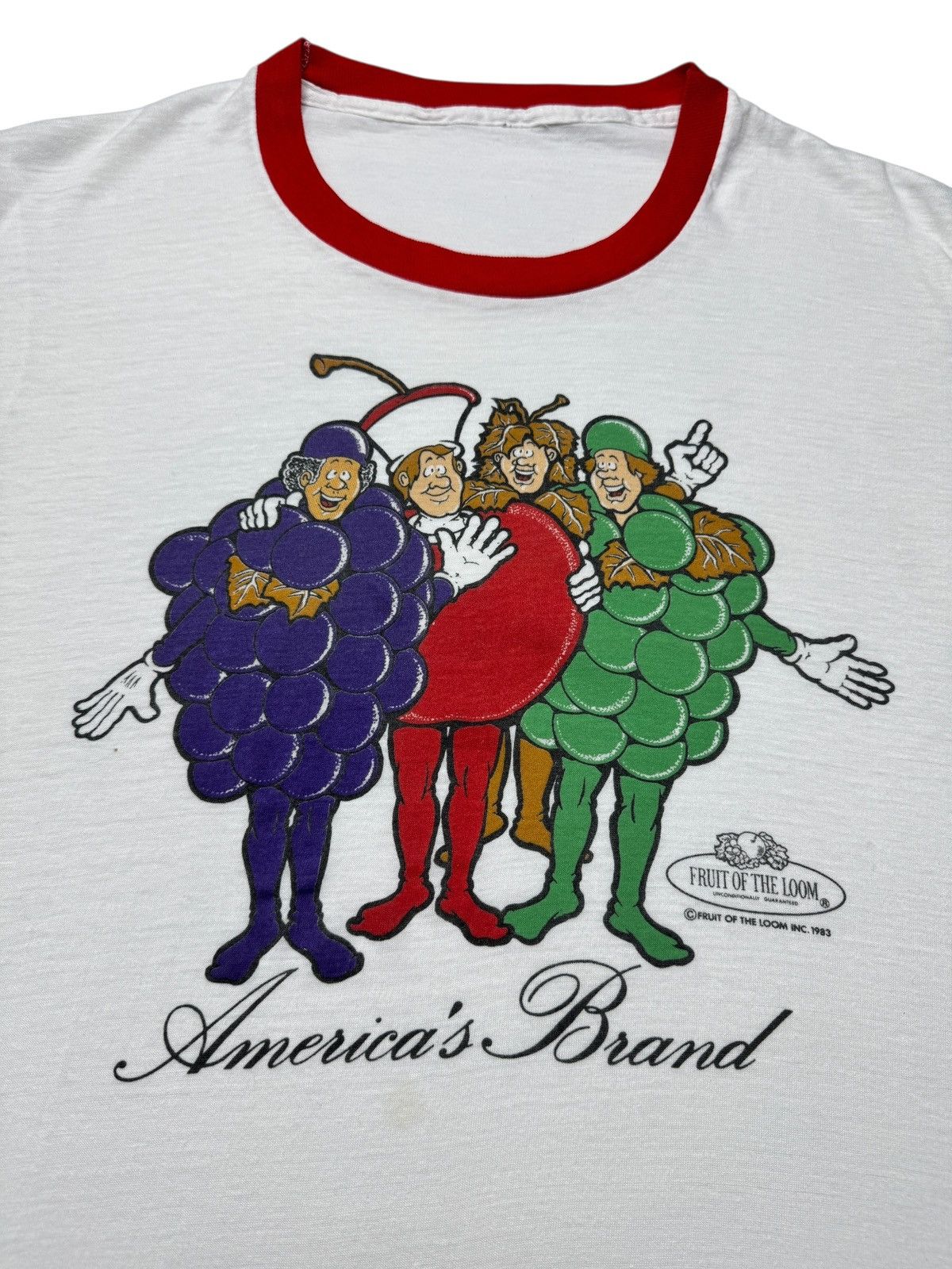 Vintage Vintage 1983 Fruit of the Loom Ringer Tee Shirt Size US L / EU 52-54 / 3 - 3 Thumbnail