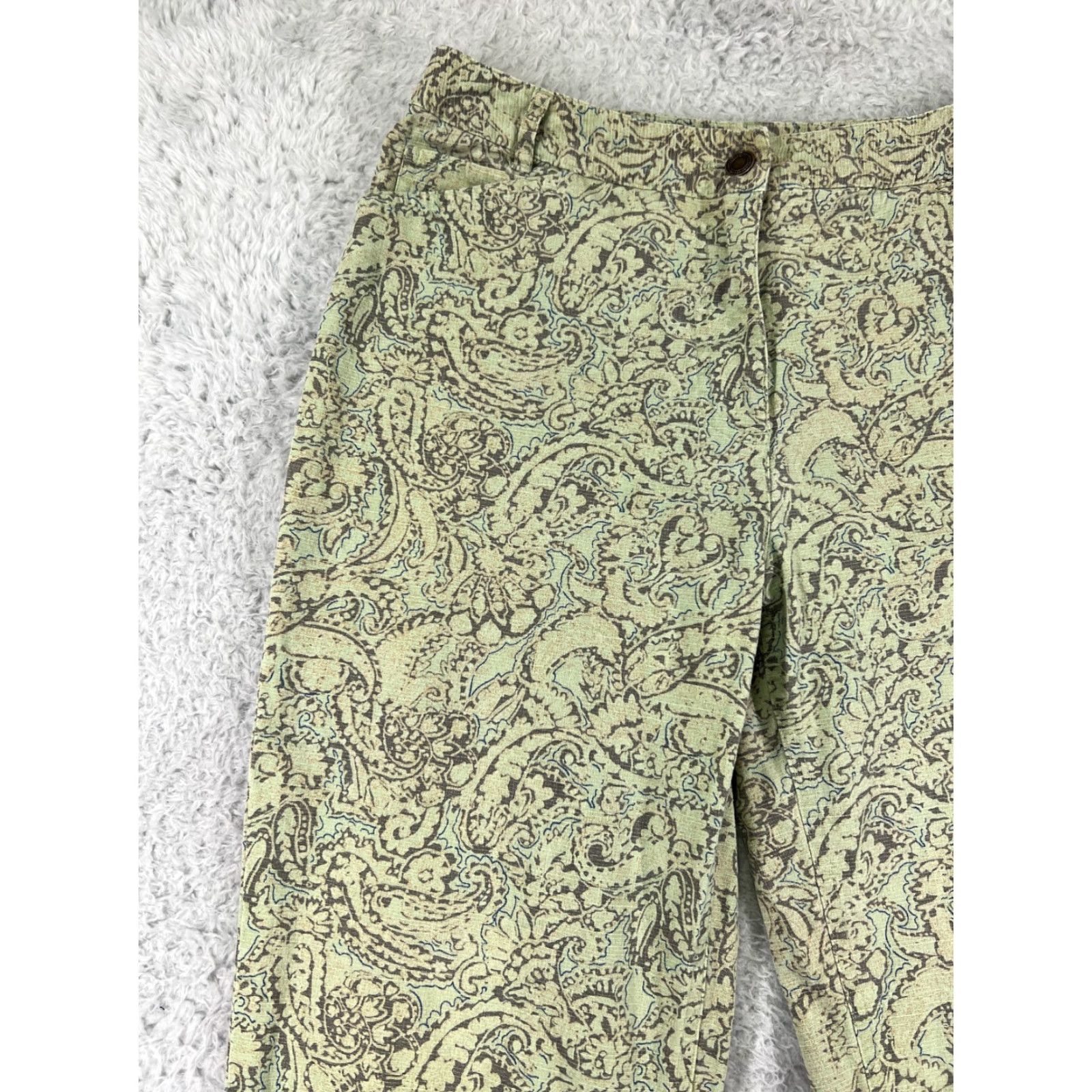 Charter Club Charter Club Women's Jeans Size 6 Green Paisley Cotton Blend Straight Fit Size 28" / US 6 / IT 42 - 6 Thumbnail