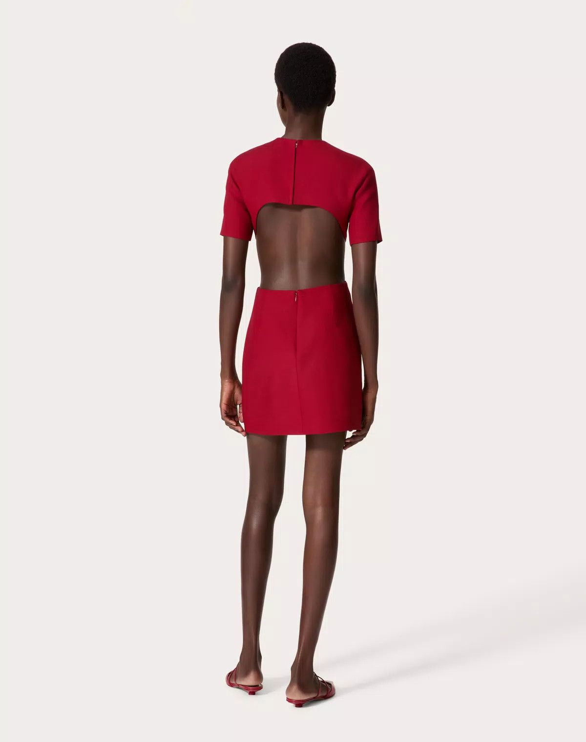 Valentino o1s1wg110426 Crepe Couture Short Dress in Red Size XS / US 0-2 / IT 36-38 - 6 Thumbnail