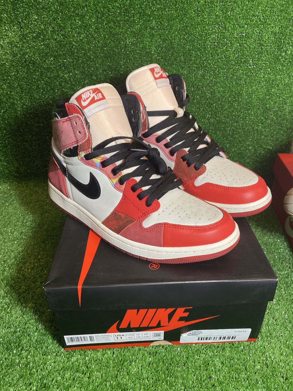 image of Jordan Nike Jordan Retro 1 High “Spider-Man” Shoes in Red, Men's (Size 11)