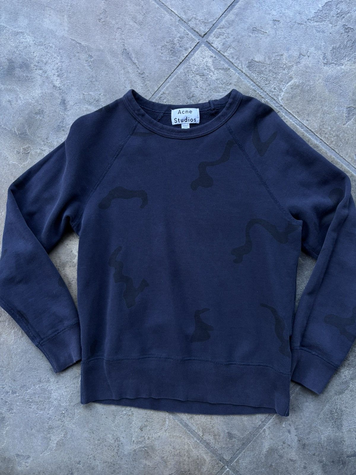 Acne Studios Acne Studios Navy College Camo Printed Sweatshirt Size US XS / EU 42 / 0 - 2 Thumbnail