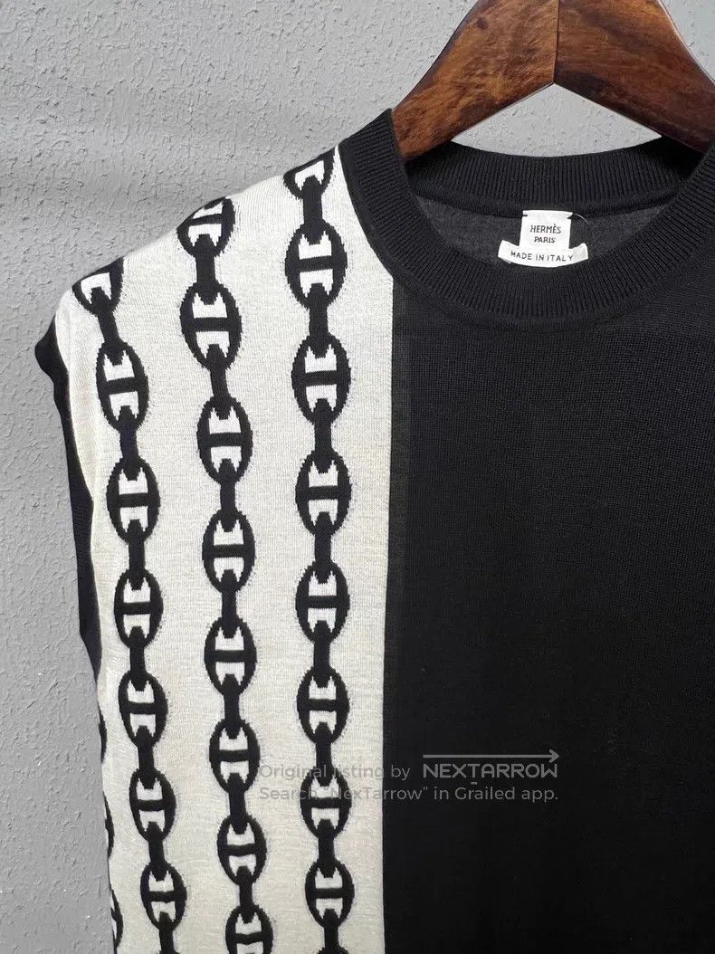 Hermes Hermes Black and white, chain, cashmere knitted, vest dres Size XXS / US 00 / IT 34 - 3 Thumbnail