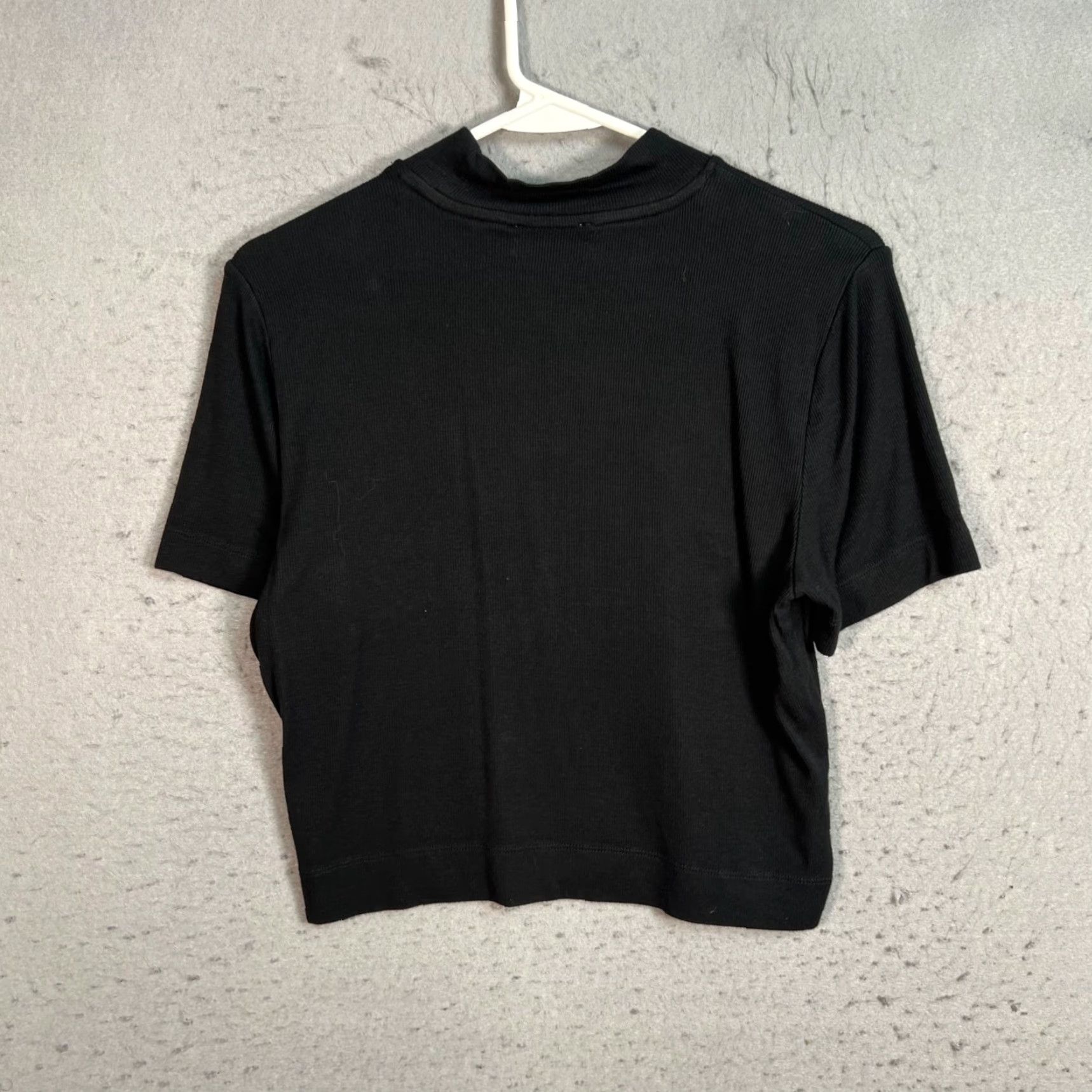 Vintage Babaton Womens Large Black Mock Neck Short Sleeve T Shirt Size L / US 10 / IT 46 - 2 Thumbnail