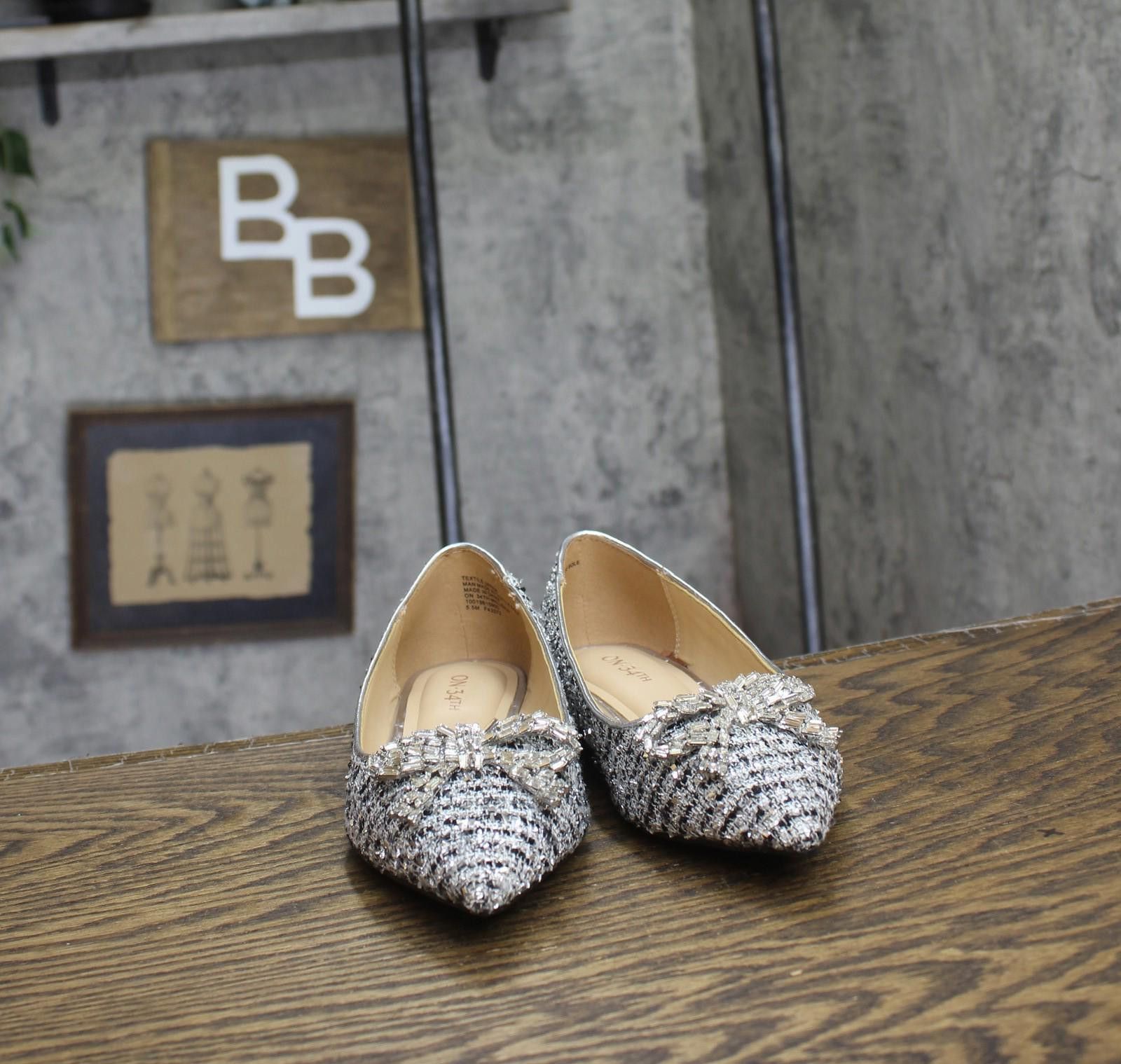 Other On 34th Millee Bow Pointed-toe Flats Silver Tweed Gray 5.5m Size US 5.5 / IT 35.5 - 3 Thumbnail
