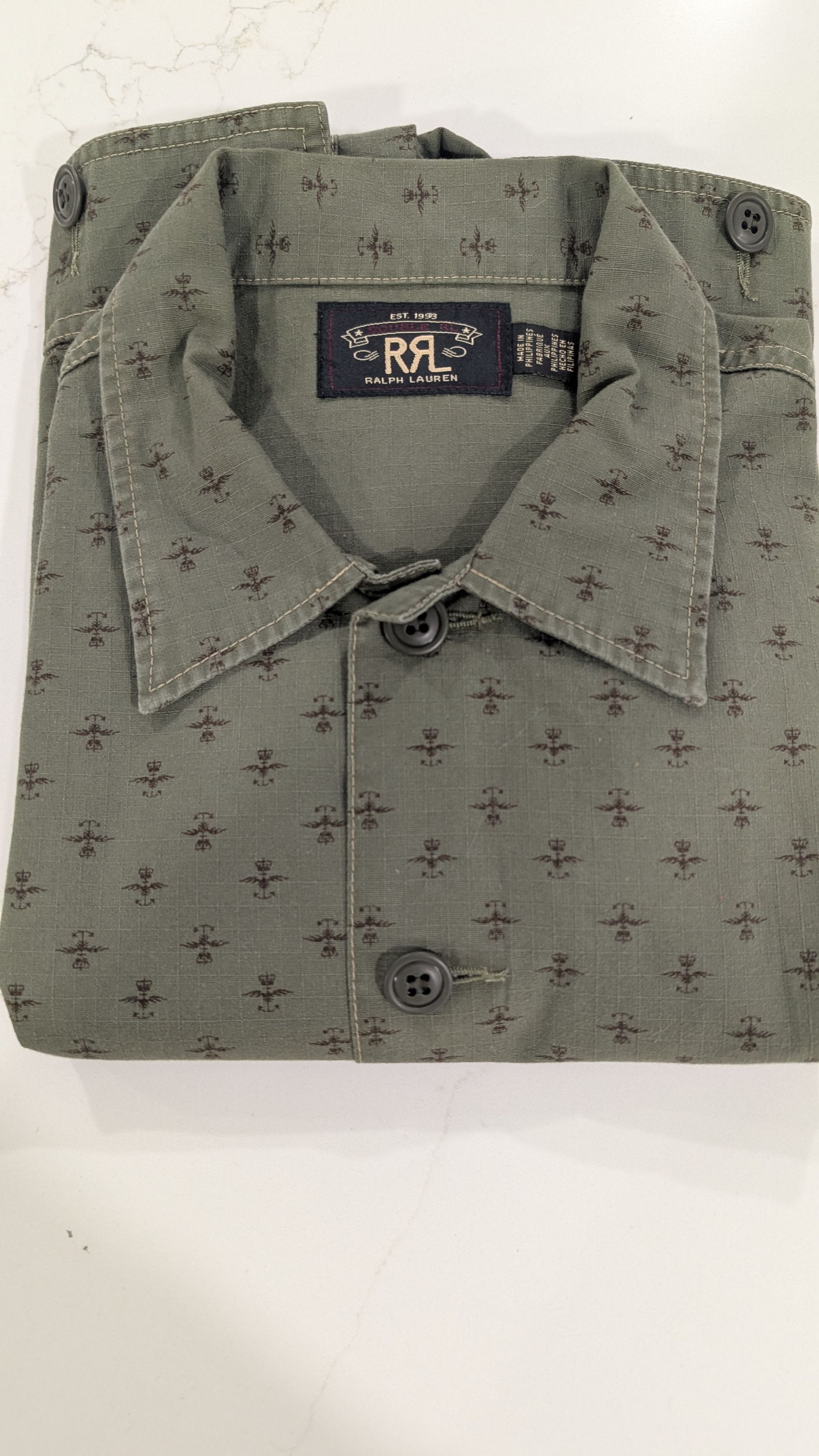 RRL Ralph Lauren RRL Evanston Camp Shirt Green Ripstop Cotton Size M Size US M / EU 48-50 / 2 - 13 Thumbnail