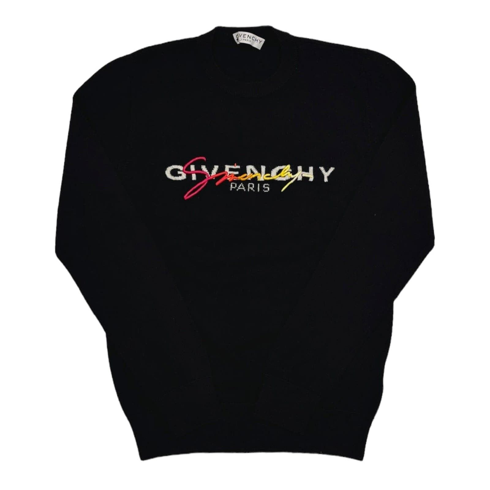 image of Givenchy Rainbow Logo Crew Knit Black Pre-Owned, Men's (Size Small)