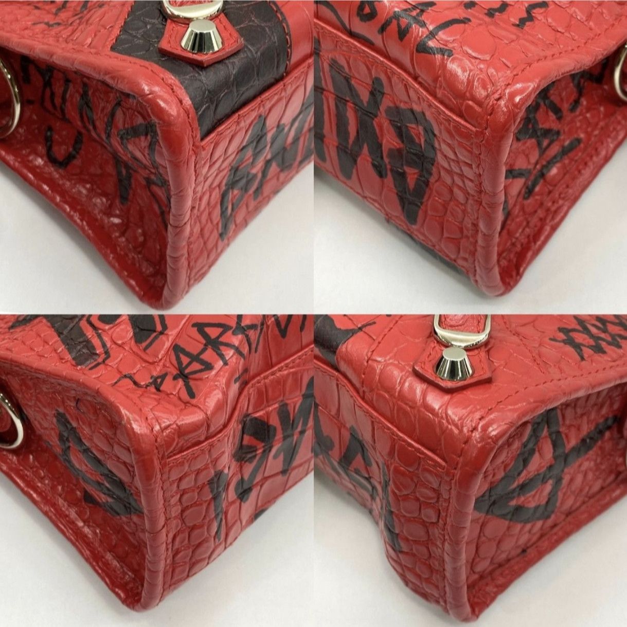 Balenciaga Balenciaga Calfskin Crocodile Embossed Graffiti Mini City Size ONE SIZE - 8 Thumbnail