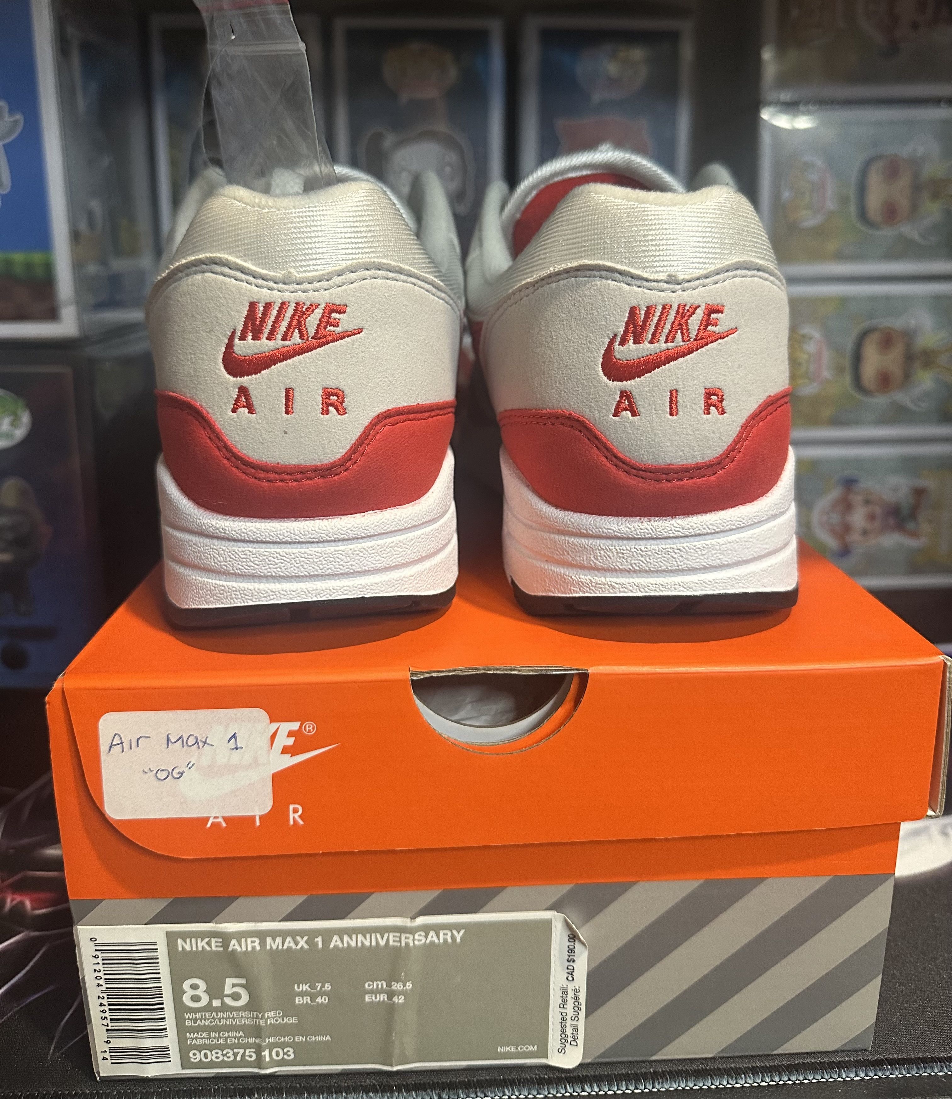 Nike Nike Air Max 1 Anniversary 'OG Red' 2017 Size US 8.5 / EU 41-42 - 5 Thumbnail