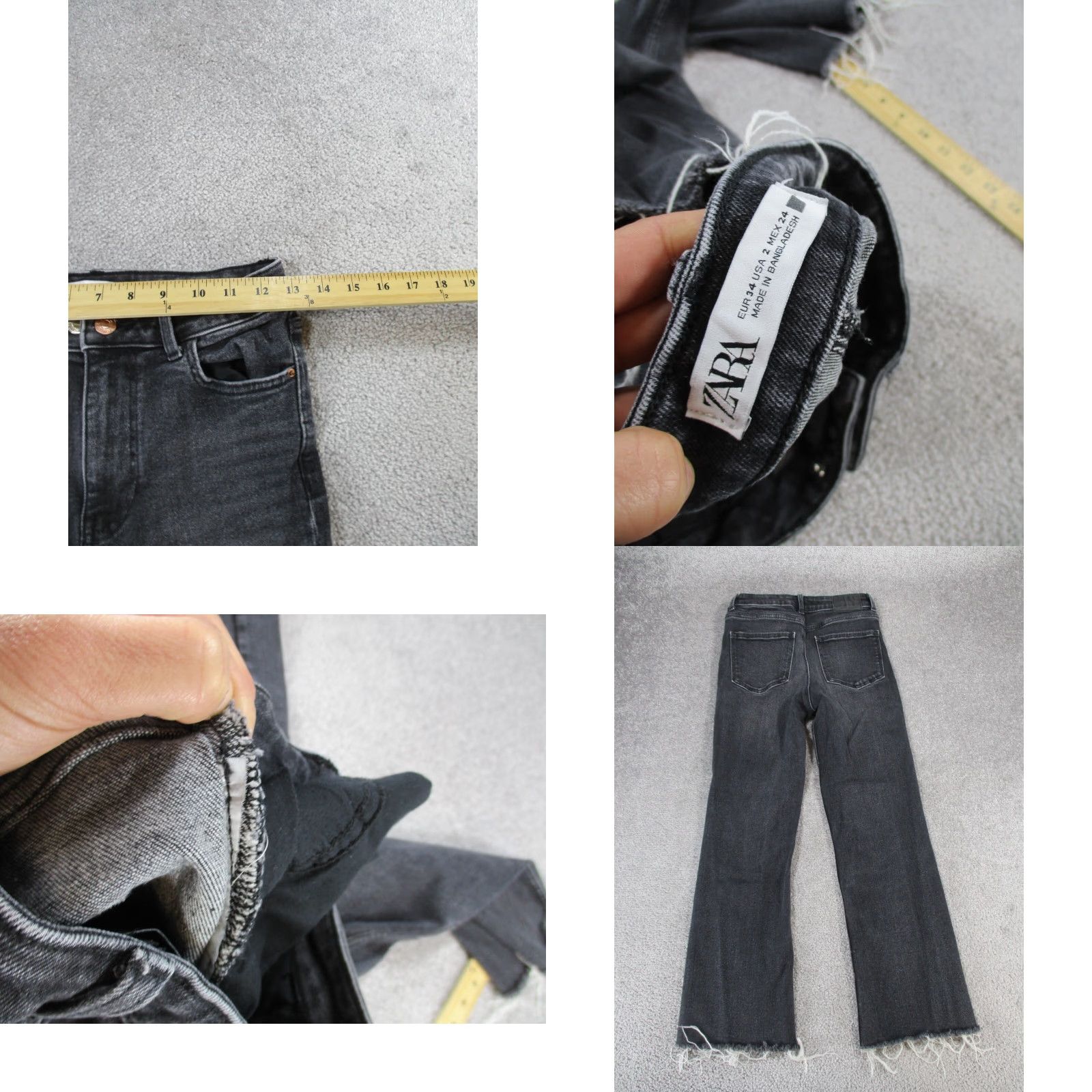 Zara ZARA Jeans Women Gray Denim Straight Leg 2 Regular Mid Rise Raw Hem Zip Accent Size 26" / US 2 / IT 38 - 8 Thumbnail