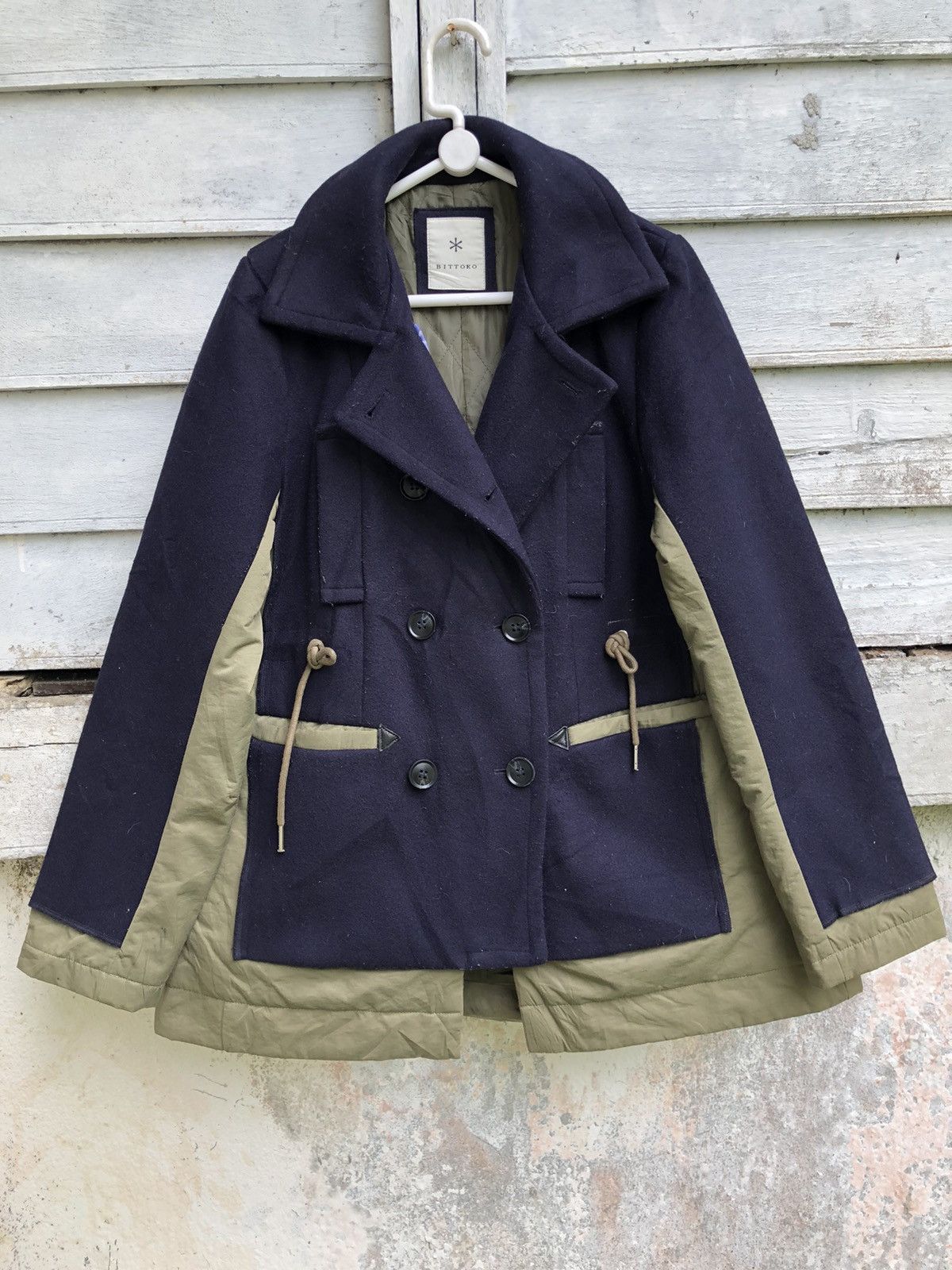 Designer × Japanese Brand Bittoko Double Breast Reconstruct Nylon Wool Jacket Size S / US 4 / IT 40 - 1 Thumbnail
