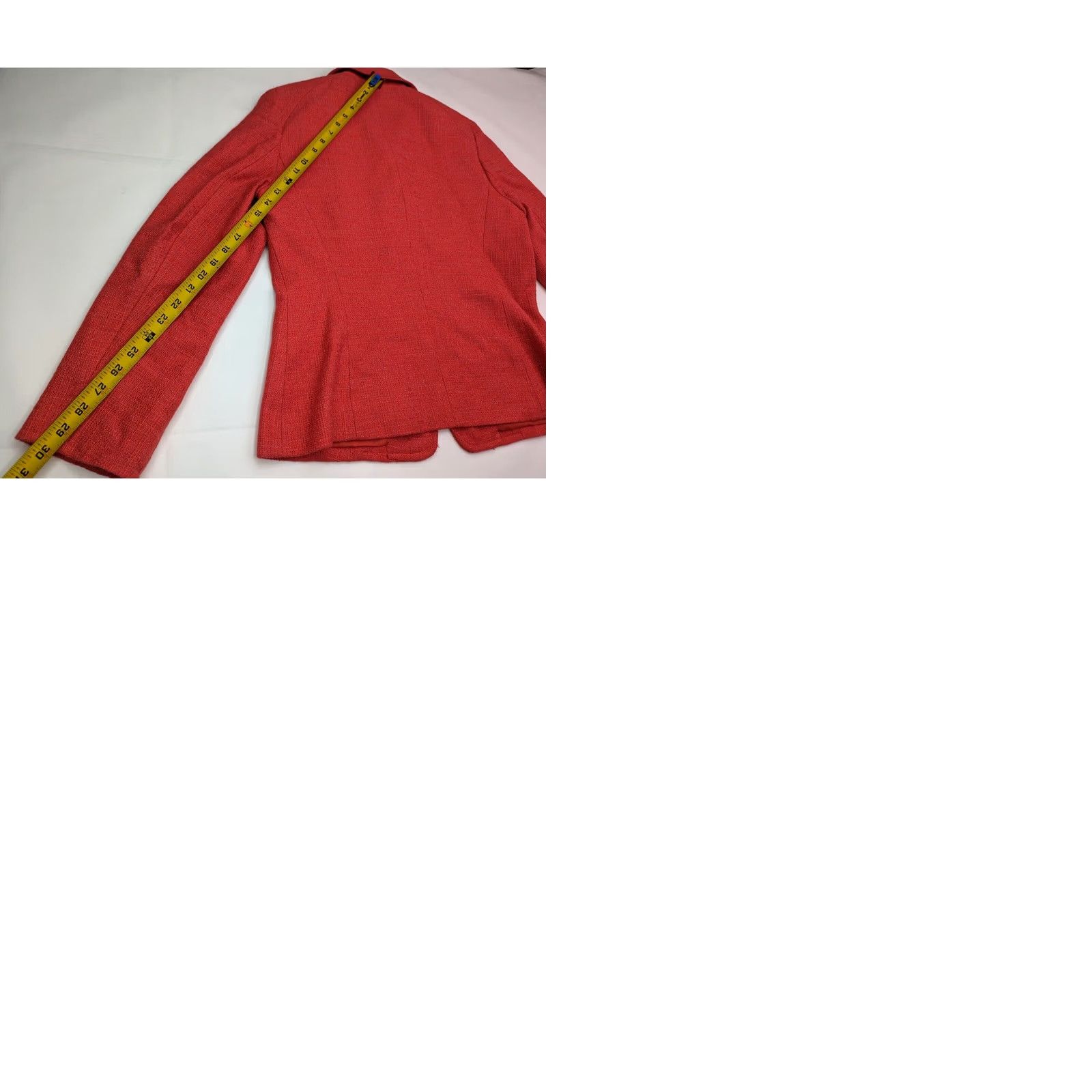 Talbots Talbots Blazer Women 10 Tweed Wool Blend Short Pink 2-Button Vermilion (Deep Orange Red) Size L / US 10 / IT 46 - 9 Thumbnail