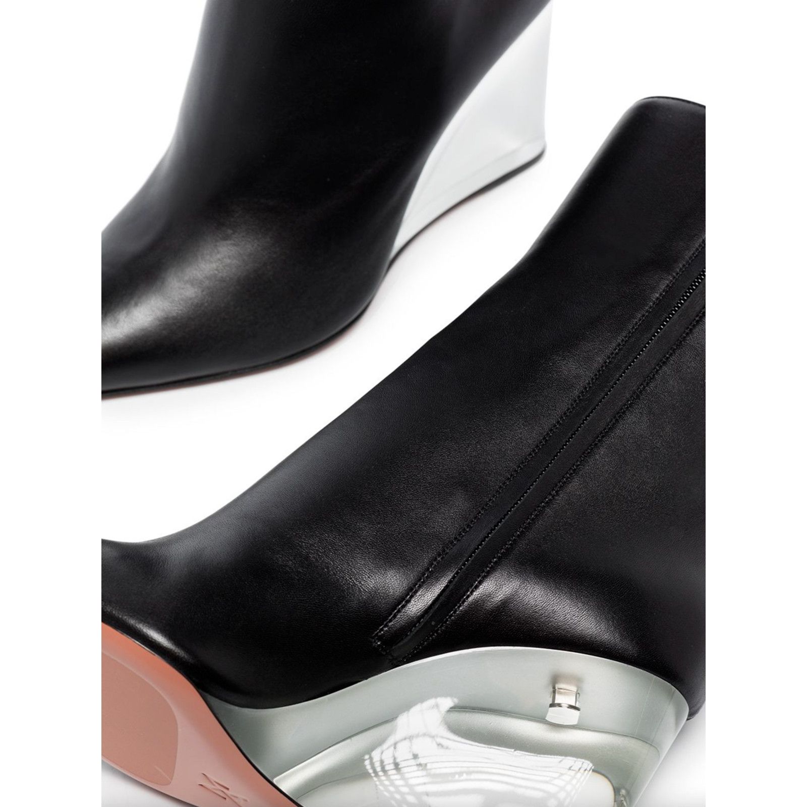 Amina Muaddi Amina Muaddi Pernille Half Glass Black Leather Clear Wedge Size US 8.5 / IT 38.5 - 9 Thumbnail