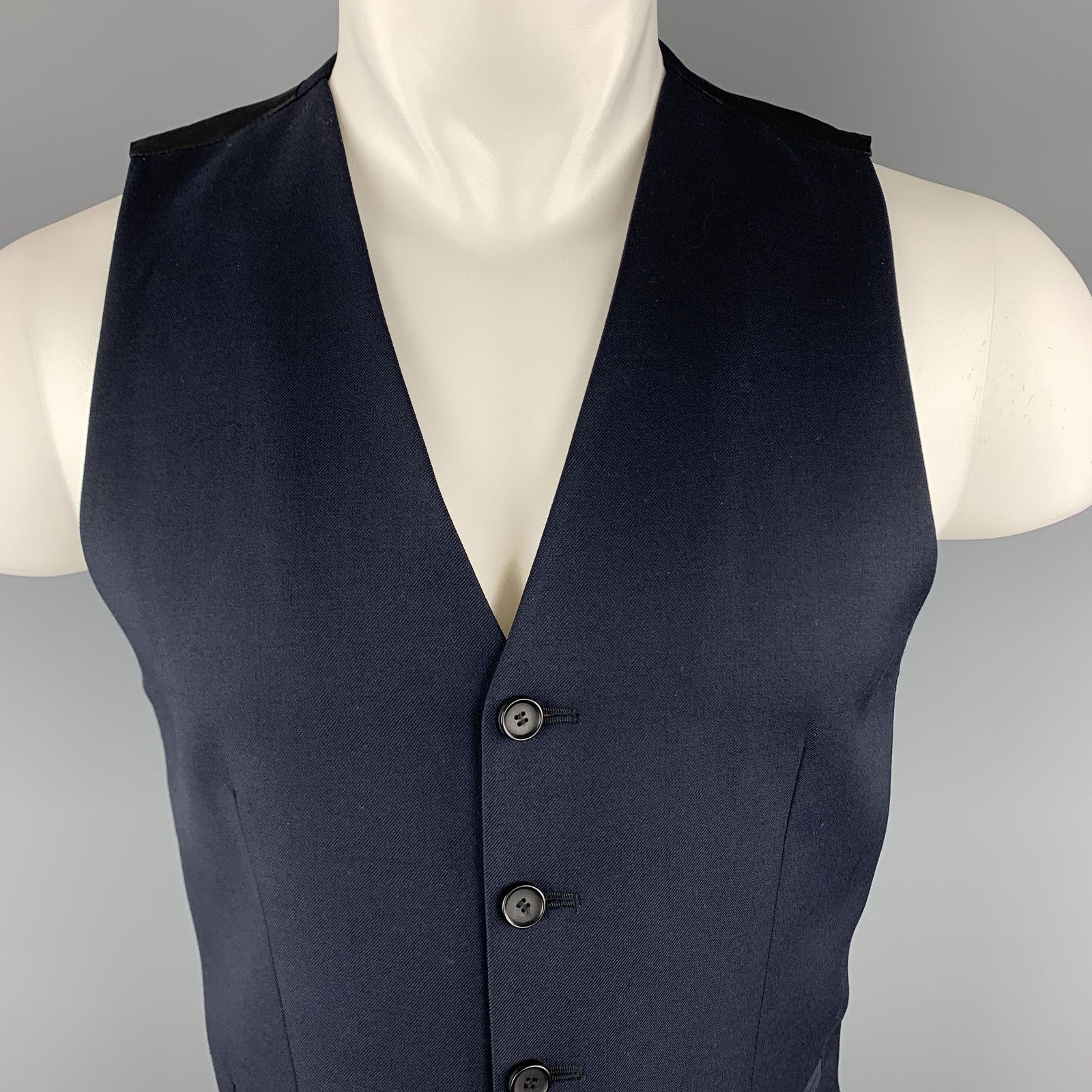 The Kooples THE KOOPLES Size 36 Navy & Black Wool Buttoned Vest Size 36R - 2 Thumbnail