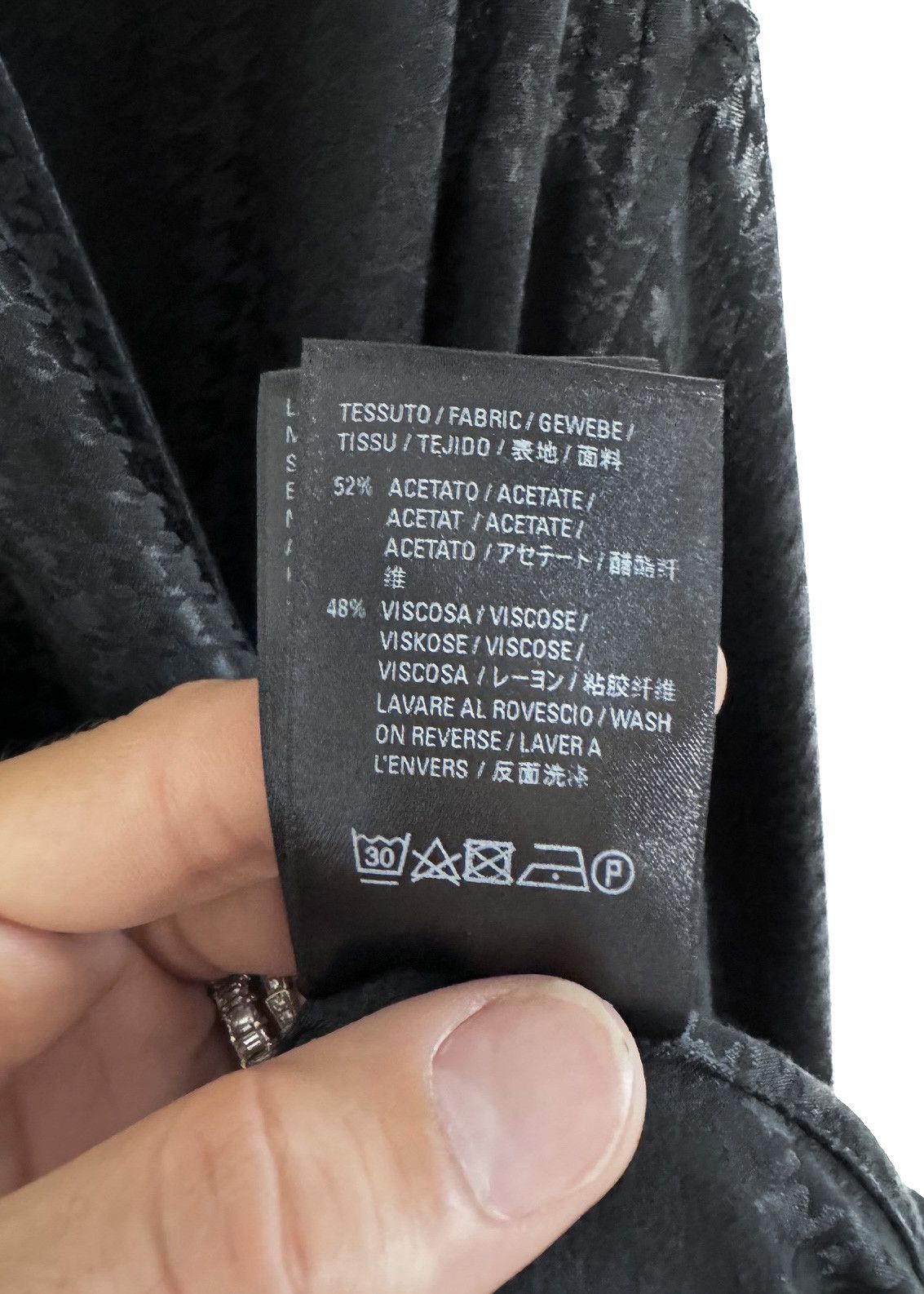 Balenciaga Balenciaga 2020 Black Satin Houndstooth Tie Neck Bow Blouse Size S / US 4 / IT 40 - 7 Thumbnail