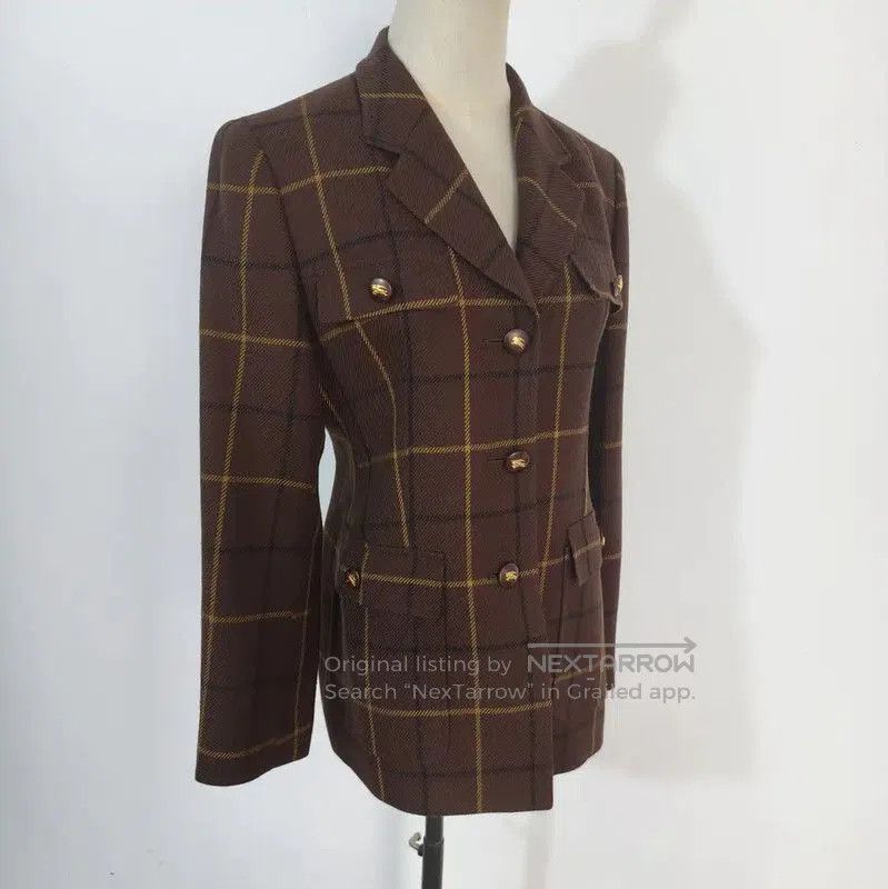Burberry Burberry Coffee Check Wool Long Sleeve Cardigan. Size M / US 6-8 / IT 42-44 - 2 Thumbnail