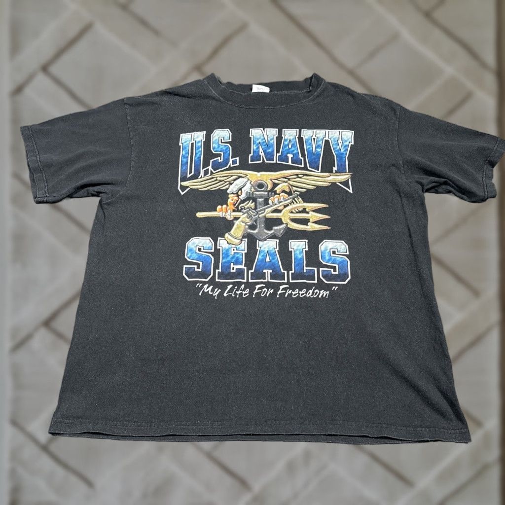 Propper VINTAGE PROPPER Navy Seals Shirt Graphic Print Adult XL Black Trident Military Mens Size US XL / EU 56 / 4 - 1 Thumbnail