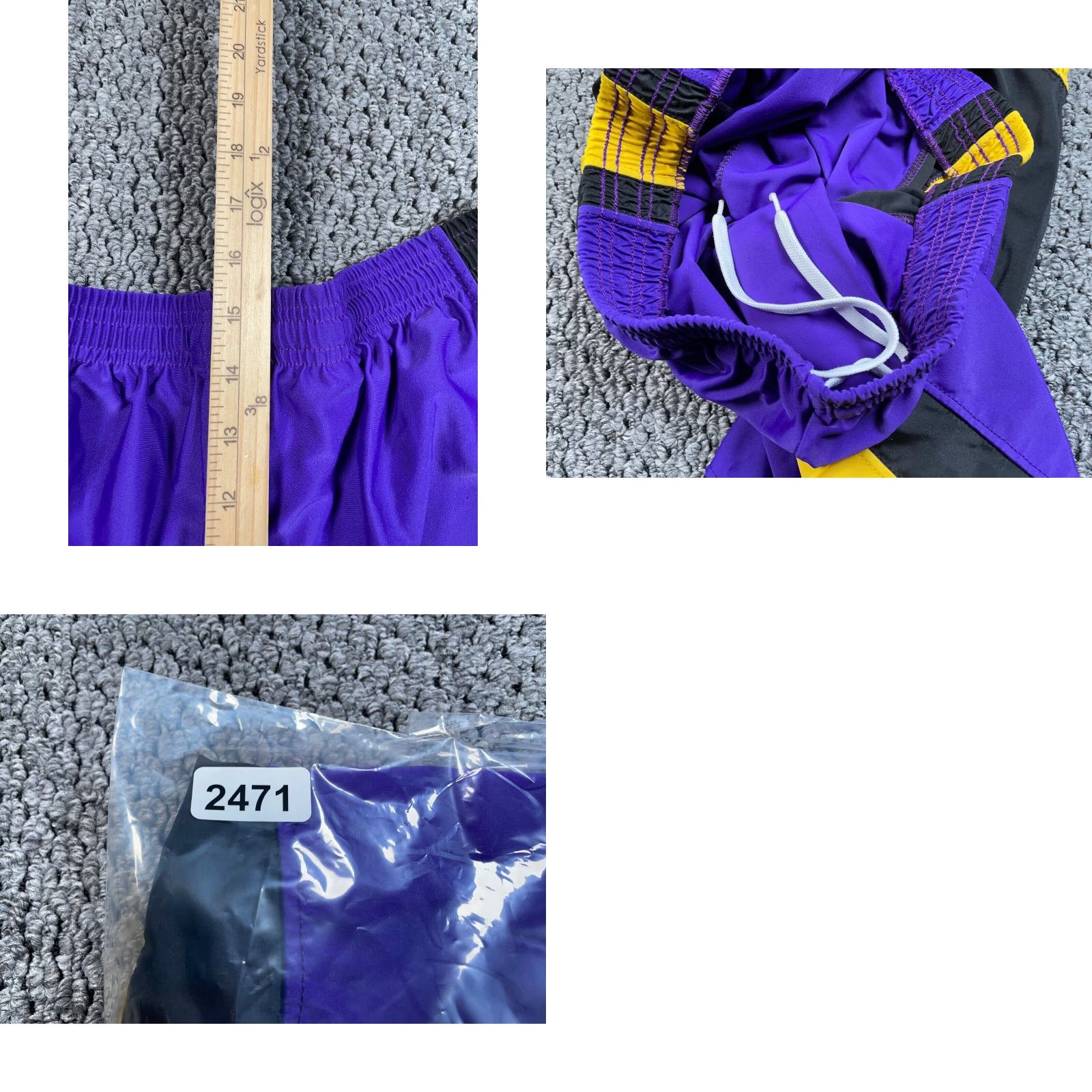 Vintage VTG 90s Athletic Drawstring Shorts Men's Large Purple Yellow Speedline Lakers Size US 32 / EU 48 - 8 Thumbnail