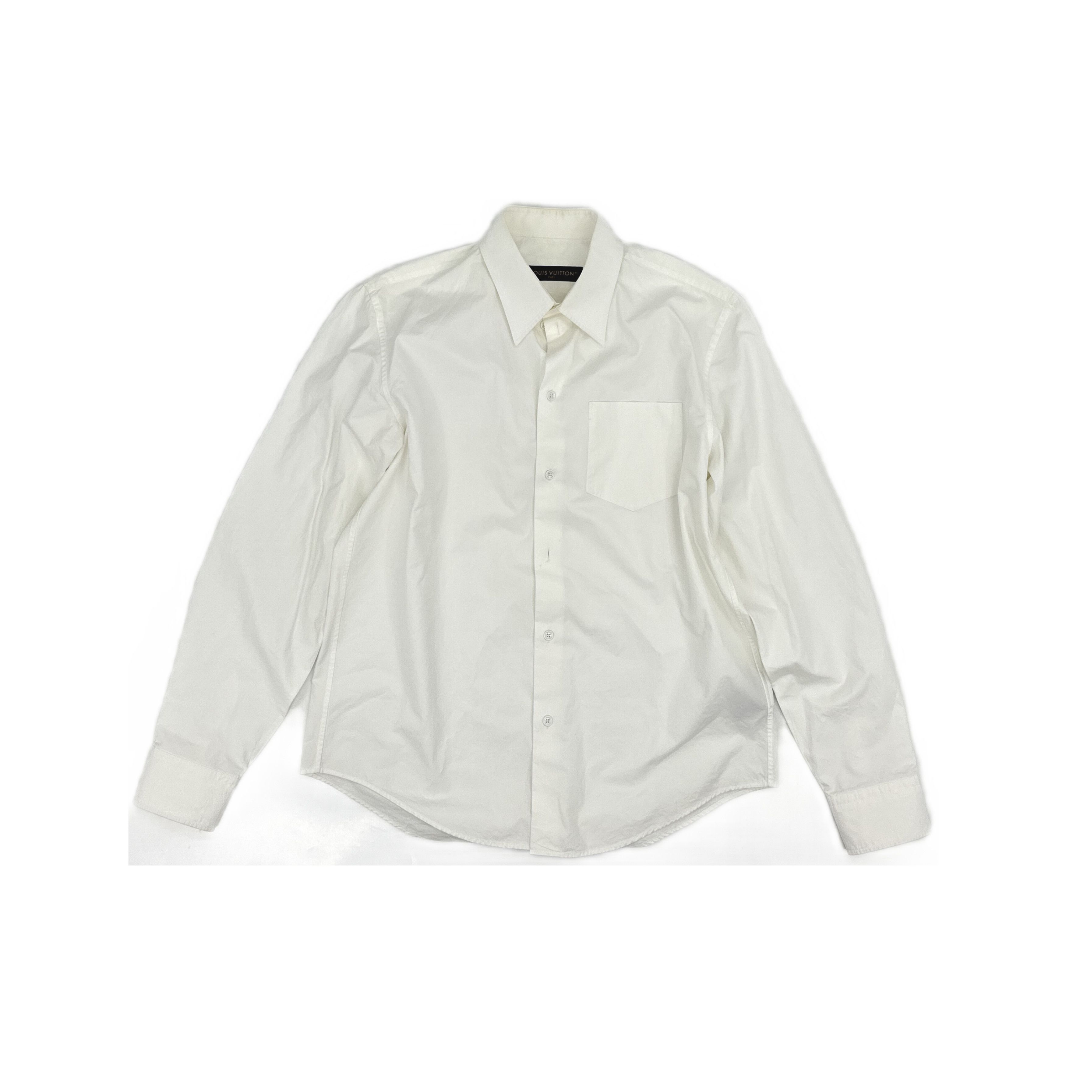 Louis Vuitton Louis Vuitton Solid Long Sleeve Shirt White L Size US L / EU 52-54 / 3 - 1 Thumbnail