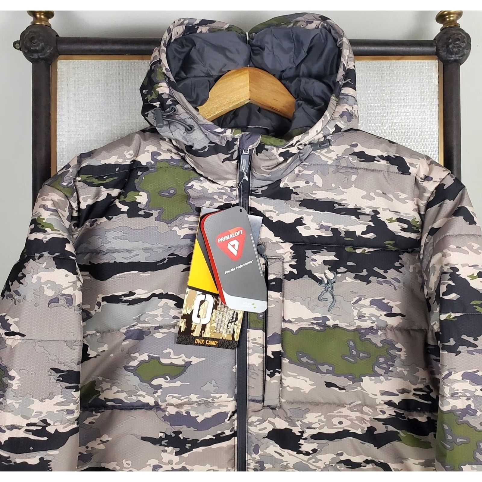 Vintage Browning Mens Full Zip Hooded Ovix Camouflage Primaloft Silver Insulated Jacket Size US M / EU 48-50 / 2 - 2 Thumbnail