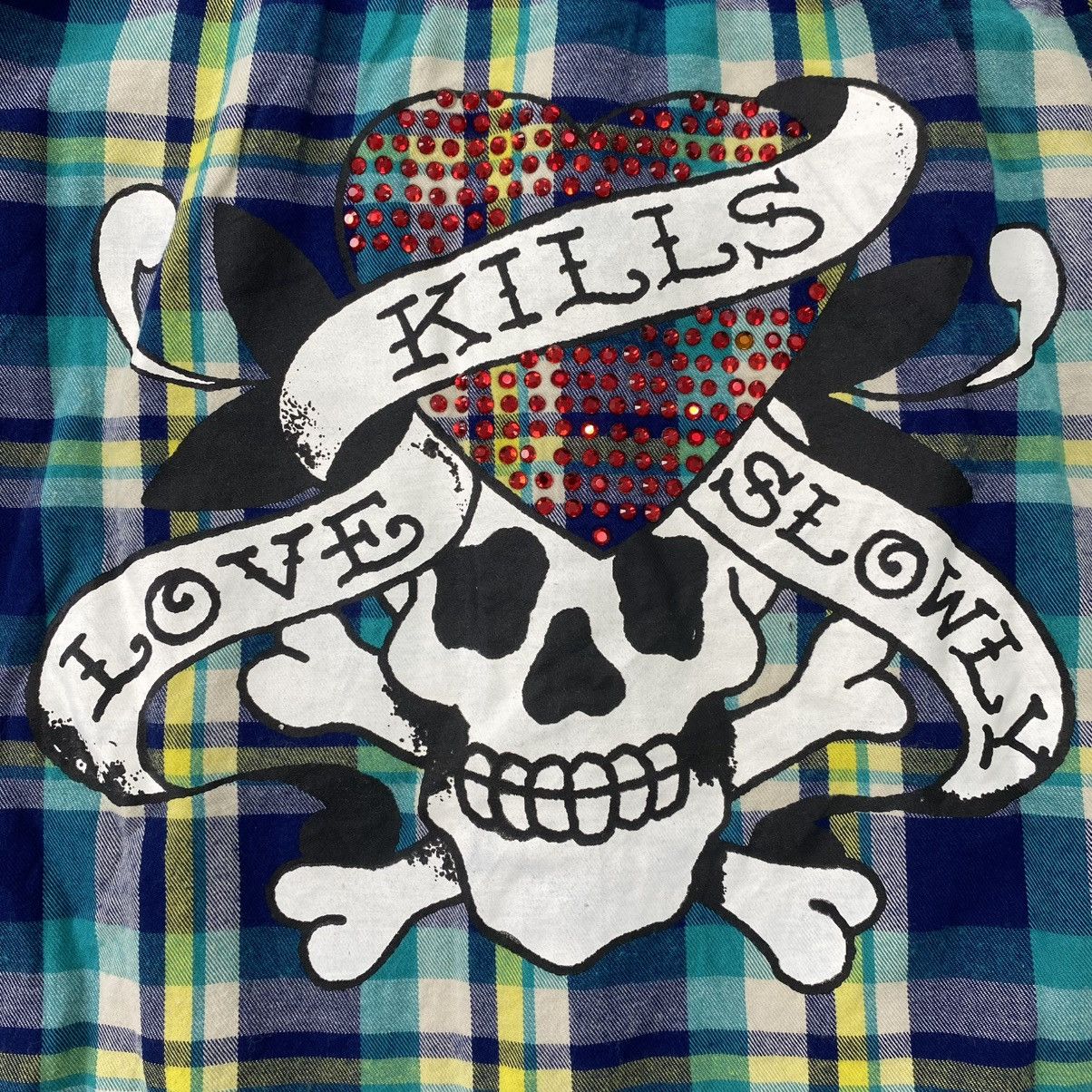 Ed Hardy Vintage Ed Hardy Skulls Tattoo Embroidery Plaid Shirt Y2K Size US M / EU 48-50 / 2 - 5 Thumbnail