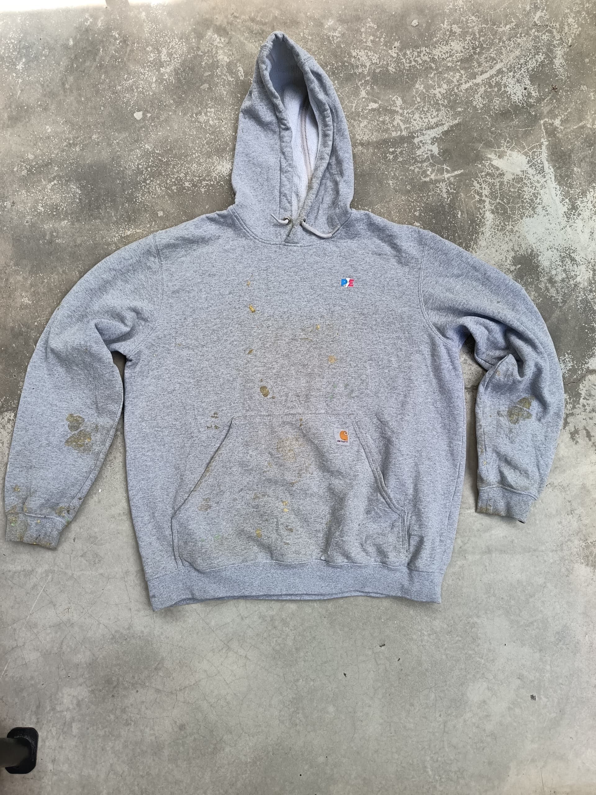 Vintage carhartt hoodie with paint splatter
