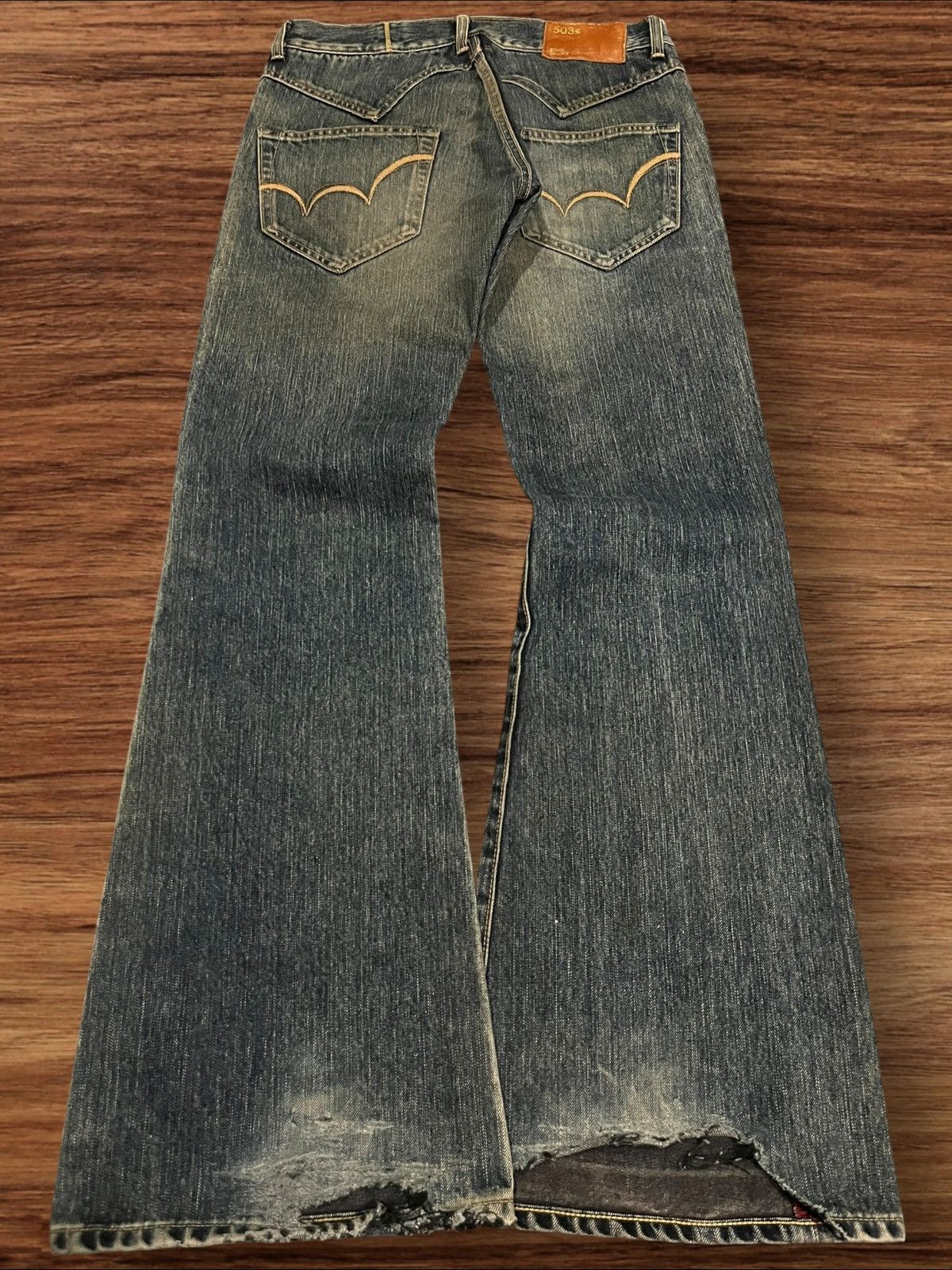 Edwin × If Six Was Nine × Le Grande Bleu (L.G.B.) ⚡️Flare⚡️Vintage Edwin 503SS3 Grunge Style Mud Washed Jeans Size US 29 - 2 Thumbnail