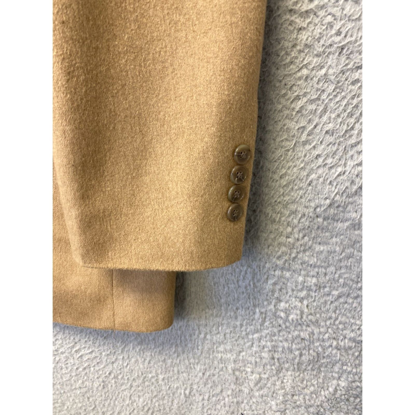Tasso Elba VINTAGE Tasso Elba Blazer Mens 42 Single-Breasted Suit Jacket Formal Beige Camel Hair US 80s Size 42R - 4 Thumbnail