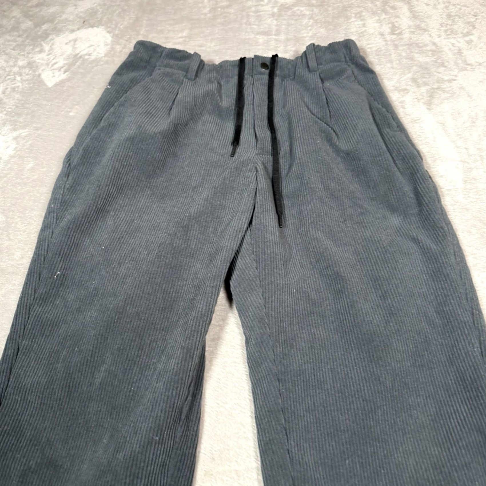 Goldwin Goldwin Pants Mens L Gray Fine Wale Corduroy Straight Leg Drawstring Casual Size US 33 - 3 Thumbnail