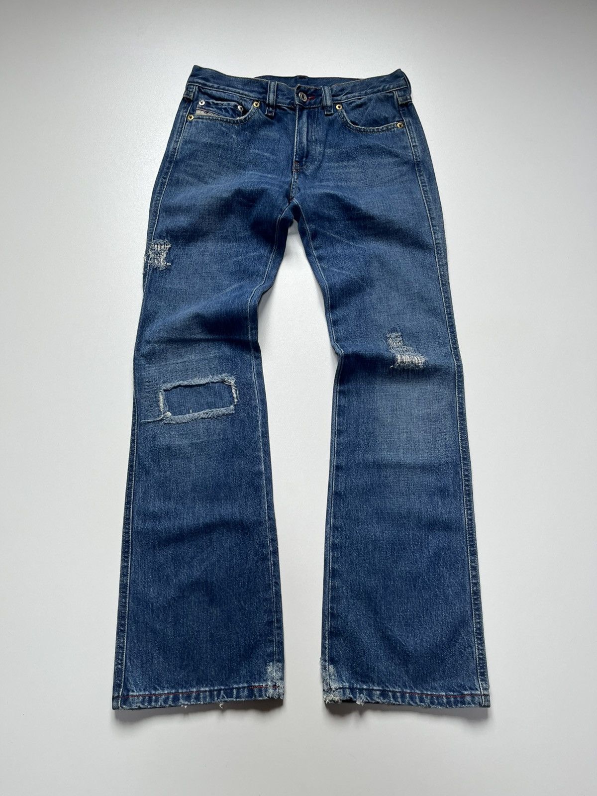 Vintage Diesel Boot Cut Flare Low Rise patch Wash Jeans Y2K