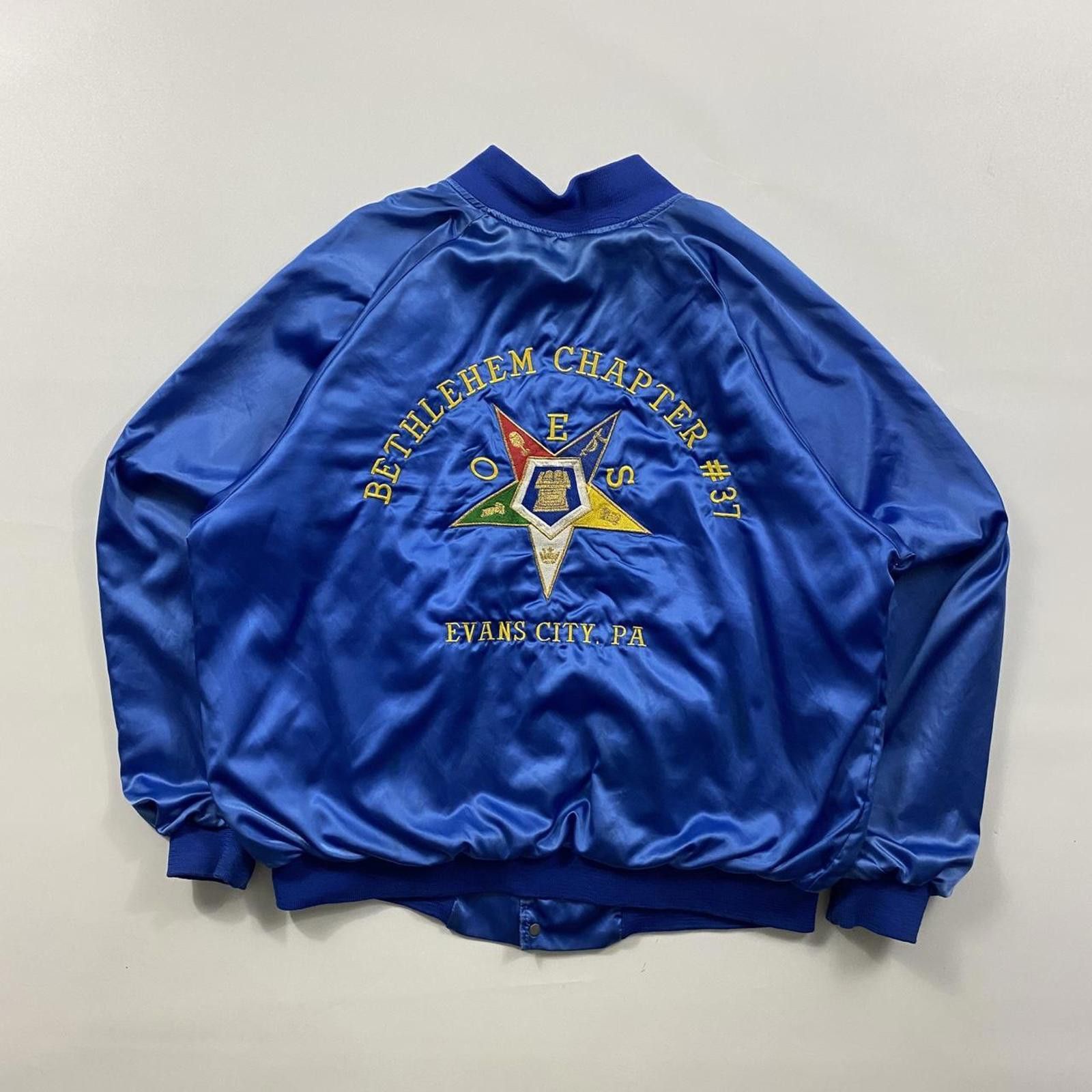 Vintage Blue satin Masonic jacket with embroidered logo jacket Size US L / EU 52-54 / 3 - 1 Thumbnail