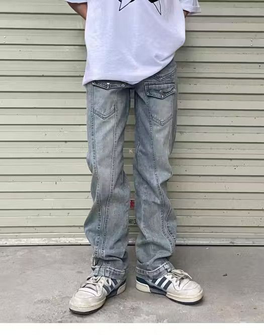 image of Streetwear Vintage Retro Punk Pants in Denim, Men's (Size 32)
