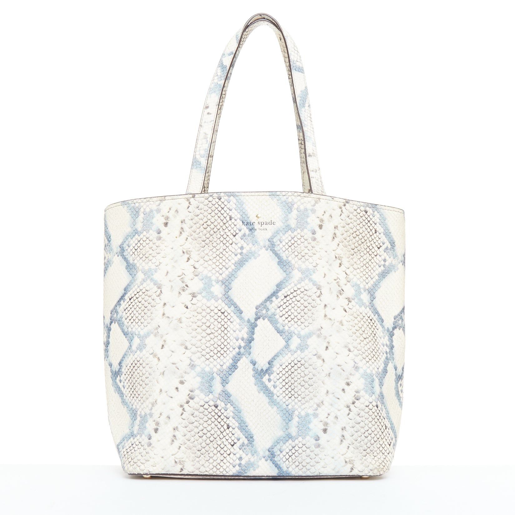 Kate Spade KATE SPADE blue cream scaled print goat skin gold logo drawstring tote bag Size ONE SIZE - 1 Thumbnail