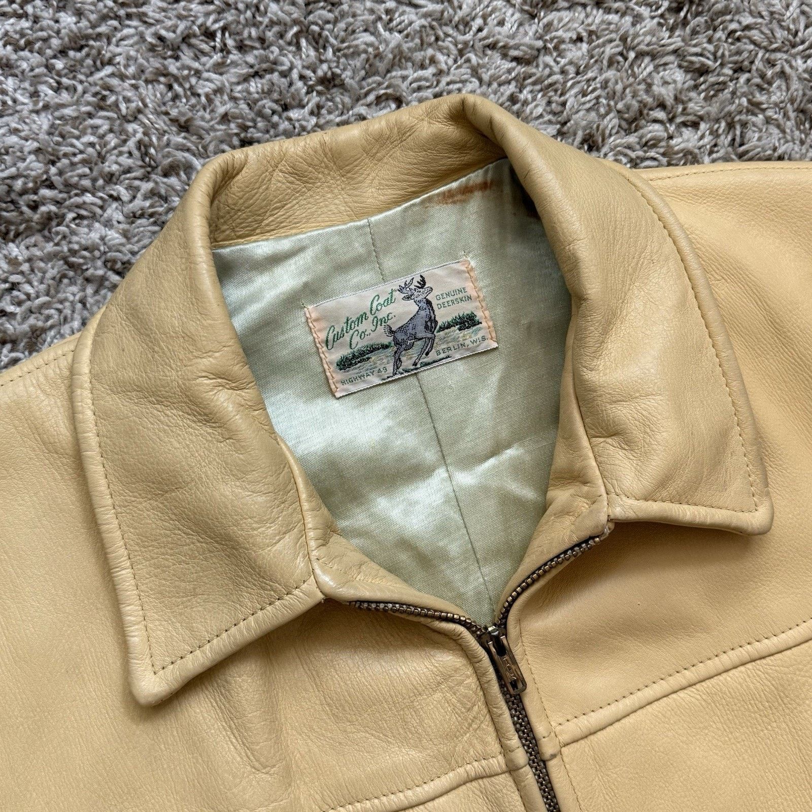 Vintage RARE Vintage Deerskin Leather Jacket Light Yellow Full Zip Size US M / EU 48-50 / 2 - 4 Thumbnail