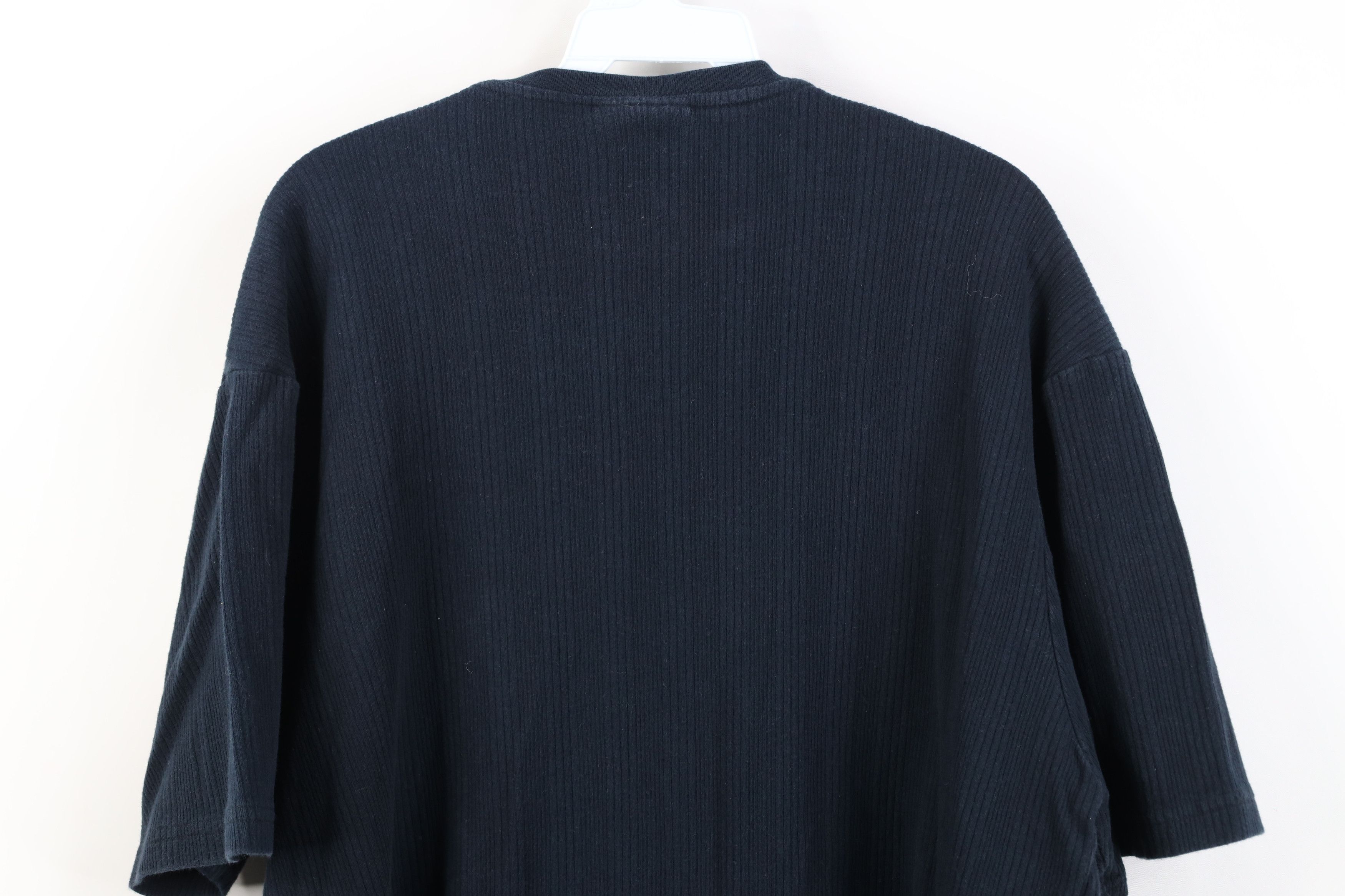 Vintage Vintage 90s Streetwear Cotton Ribbed Knit T-Shirt Navy Blue Size US XL / EU 56 / 4 - 10 Thumbnail