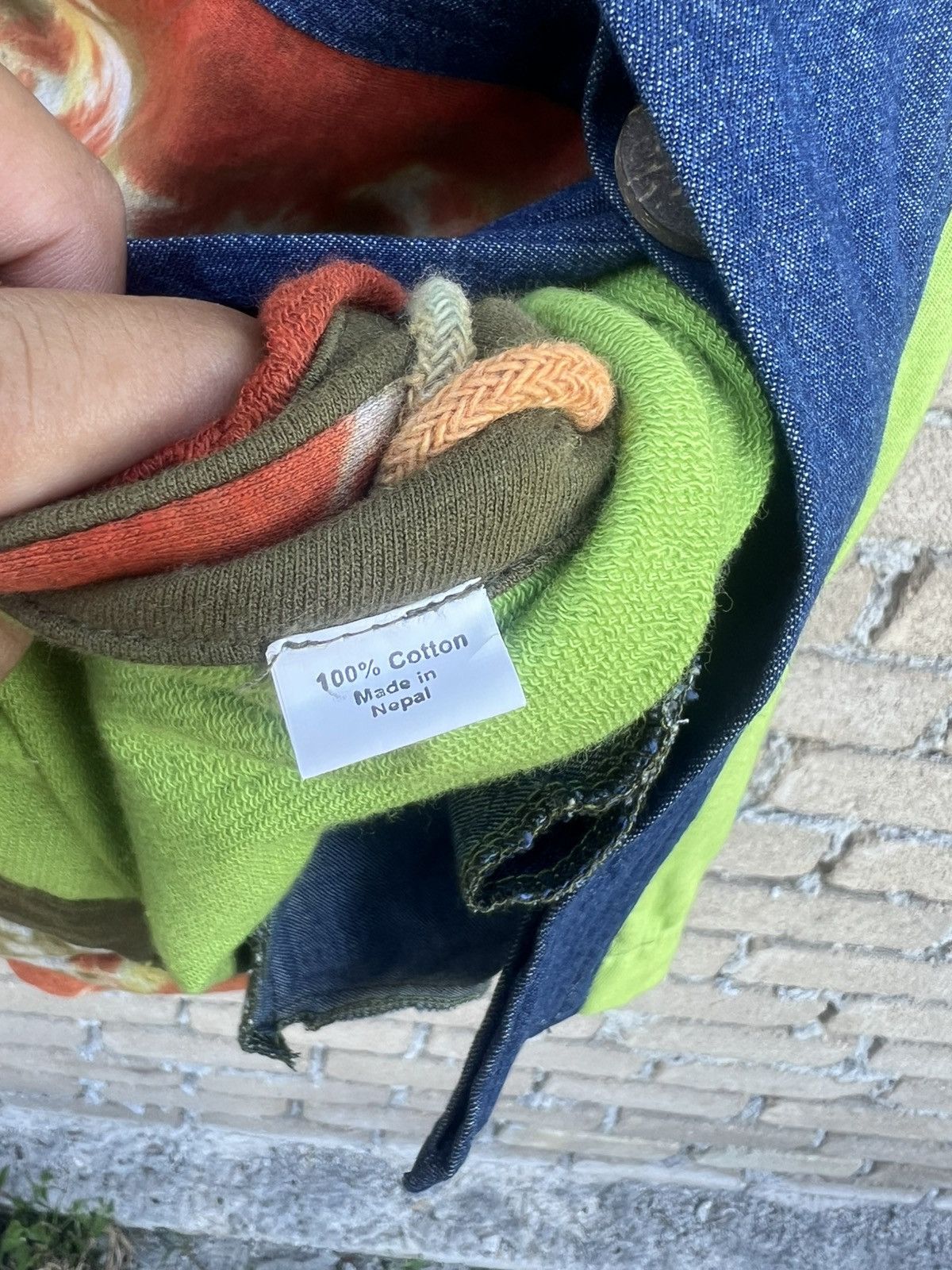 Japanese Brand Kobitch Poncho Hooded Button Up Colour Block Size XL / US 12-14 / IT 48-50 - 9 Thumbnail