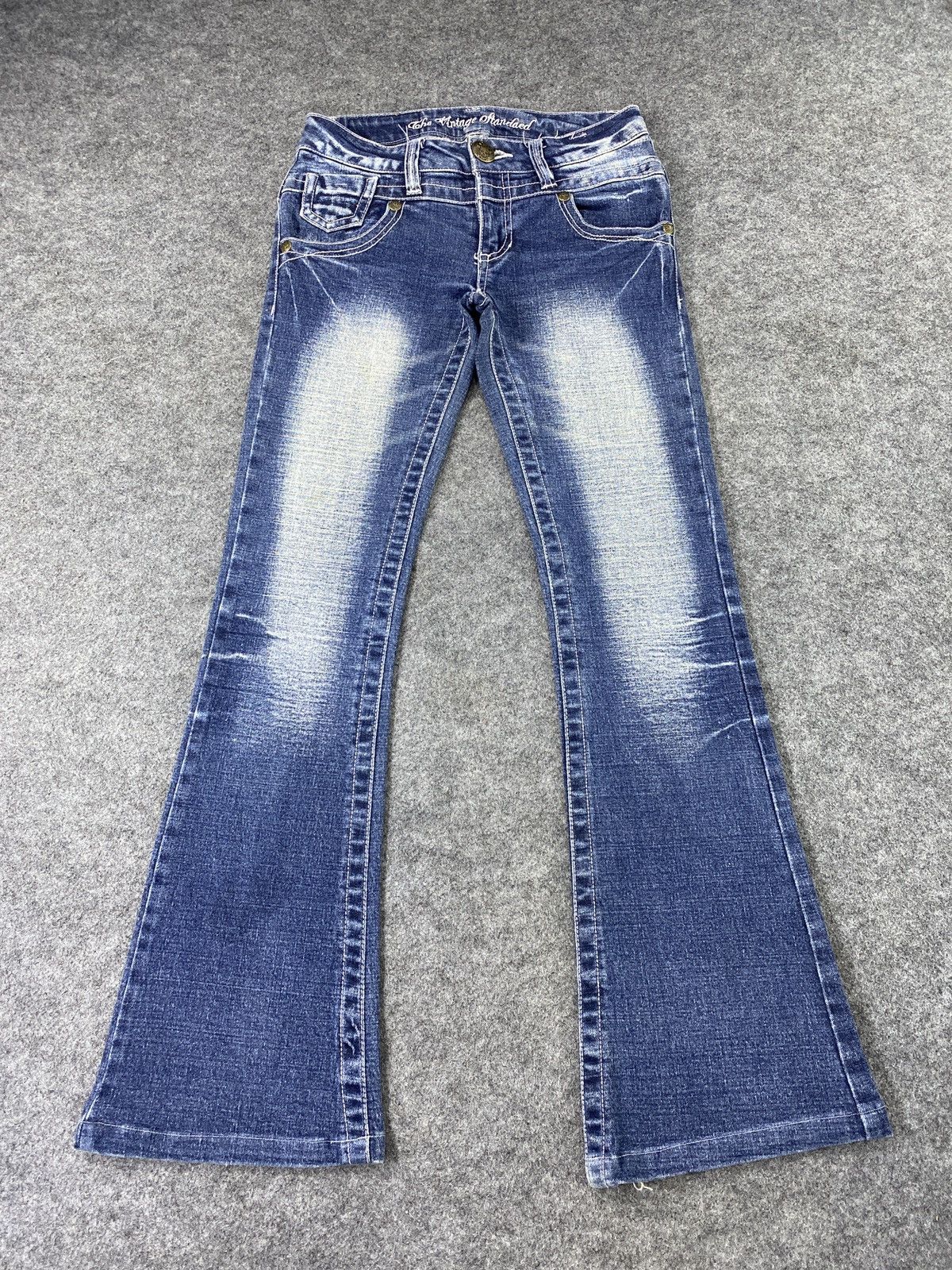 Japanese Brand × Jean Skull Button Sky Bomber Blue Wash Flare Jeans - J1061 Size 27" / US 4 / IT 40 - 2 Thumbnail