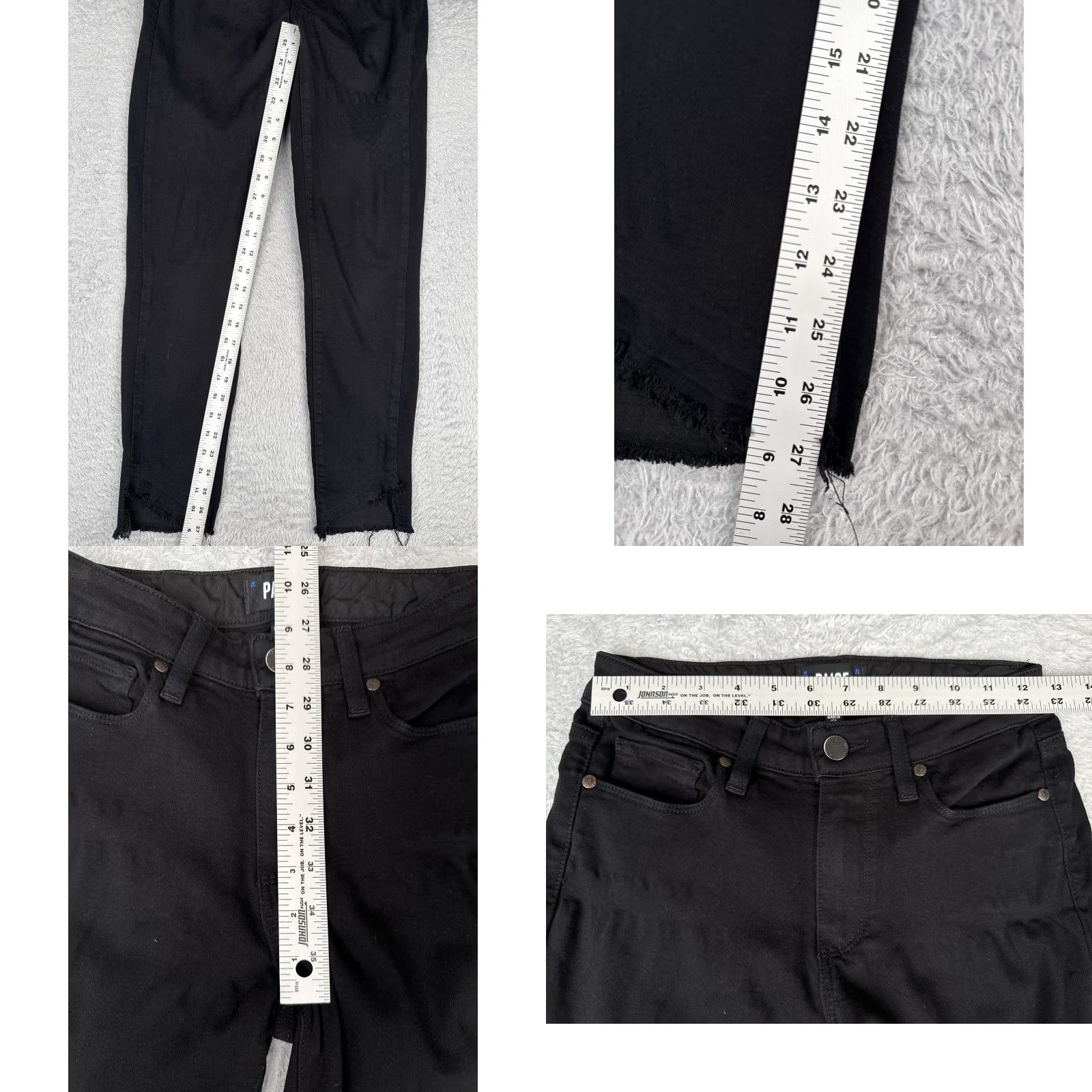 Paige Paige Jeans Womens Hoxton Ankle High Rise Skinny 25 Black Raw Hem Made USA Size 42" / US 20 - 8 Thumbnail