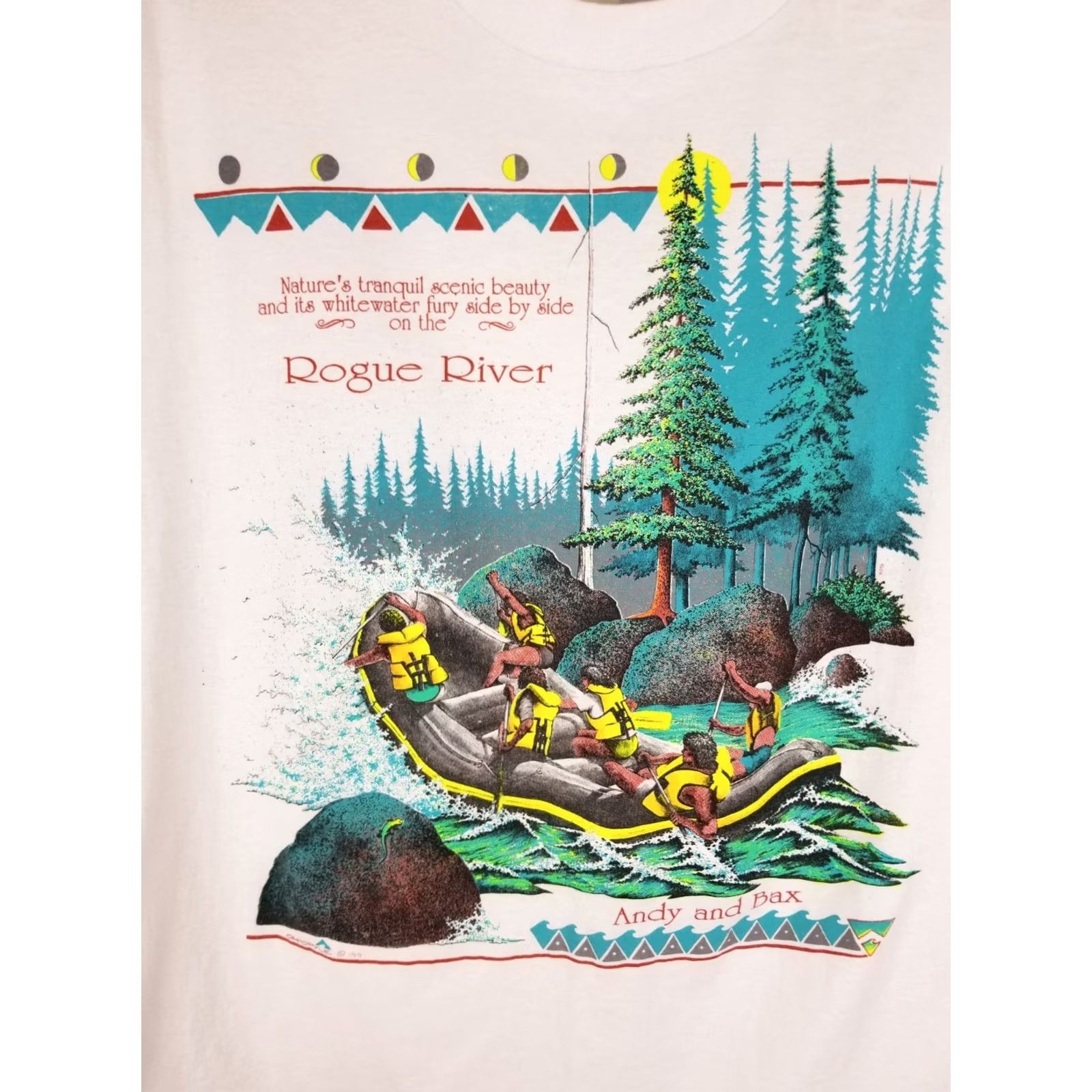Hanes VINTAGE 90' ROUGE RIVER OREGON RAFTING SINGLE STITCH WHITE HANES T-SHIRT SZ L Size US L / EU 52-54 / 3 - 2 Thumbnail