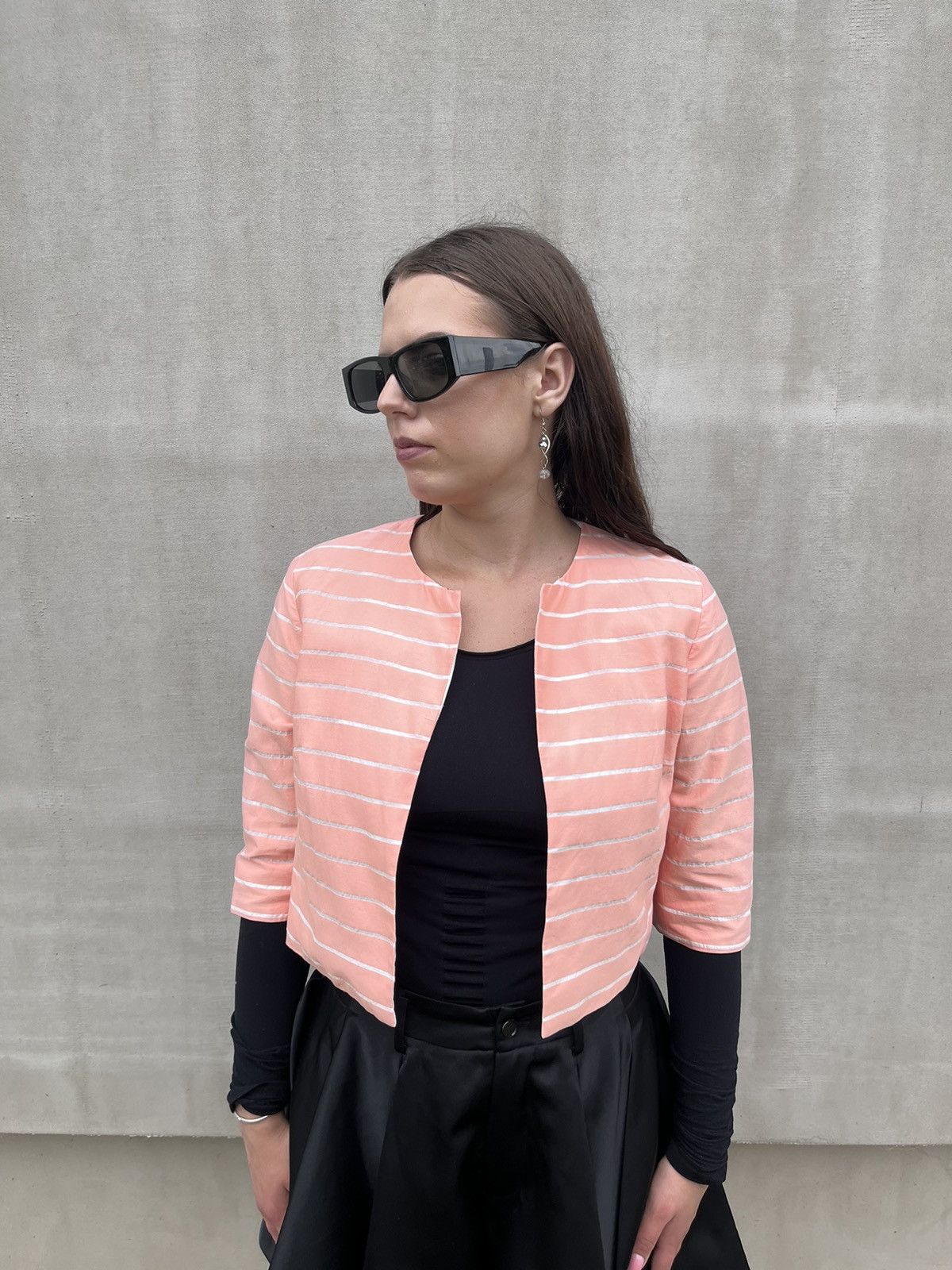 Weekend Max Mara Weekend Max Mara Pink Cropped Silk-Cotton Blazer Jacket 36 Size S / US 4 / IT 40 - 1 Thumbnail
